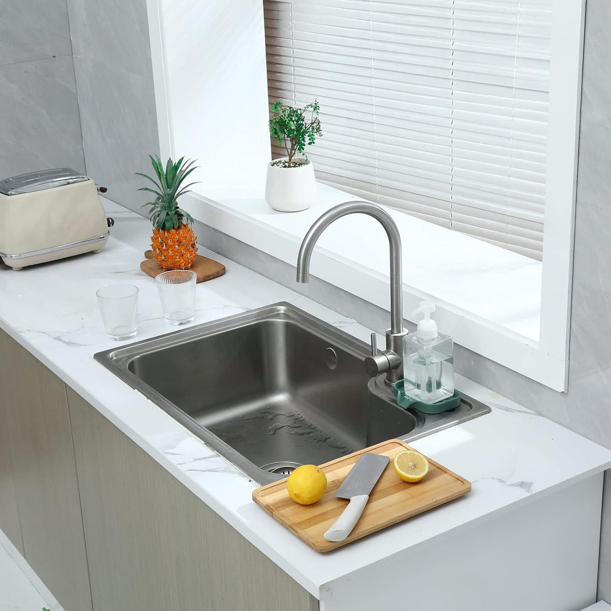 Silicone Bathroom Soap Dishes with Drain Spout-Bathroom and Kitchen Sink Organizer,Sponge