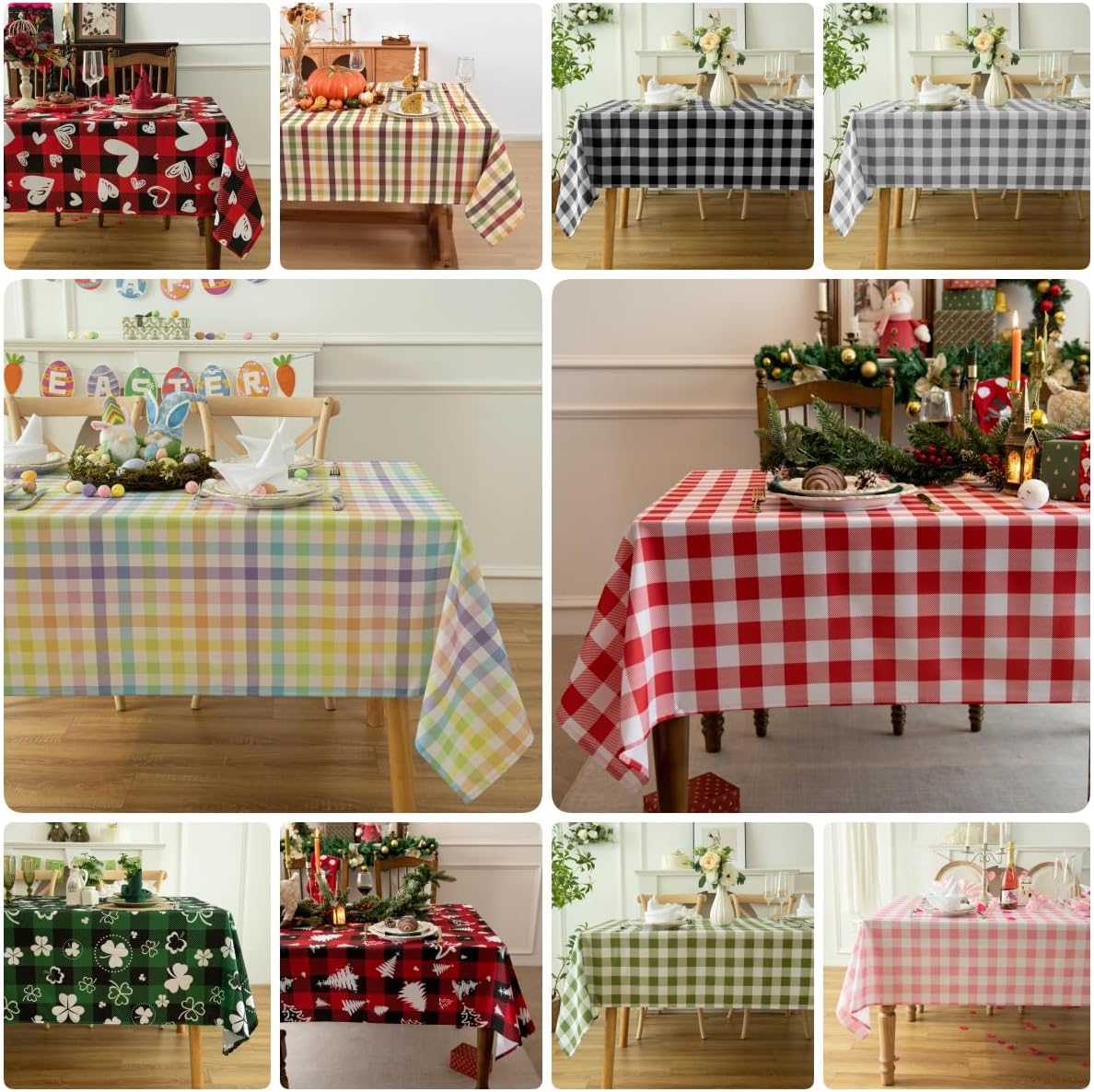 Classic Gingham Buffalo Tablecloth Fabric - Oblong 90x156 Inch Water Proof Checkered Table Cloth