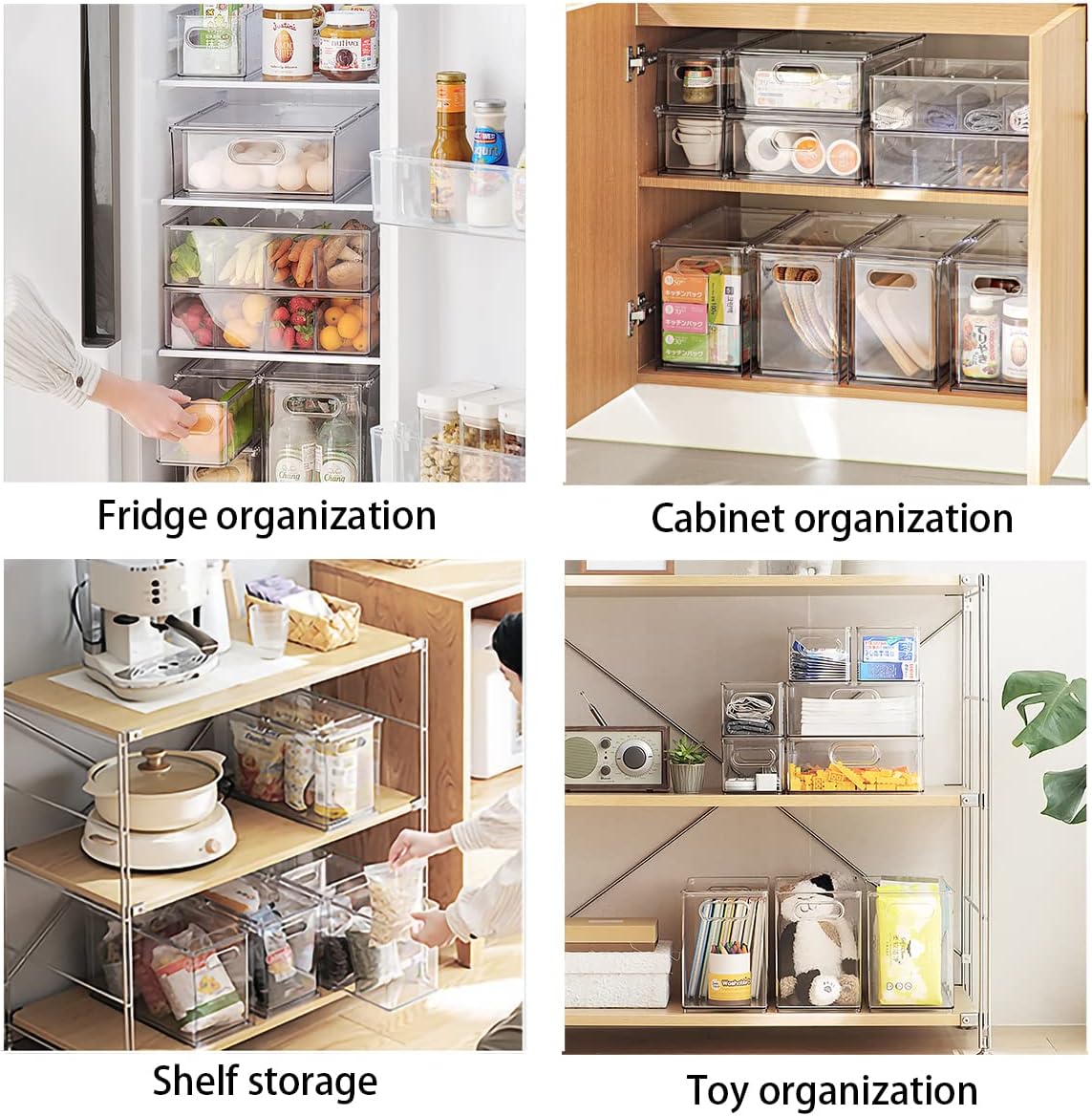 MineSign 4 pack Stackable Refrigerator Organizer Bins Pull-Out Drawers for Fruit and Veggies