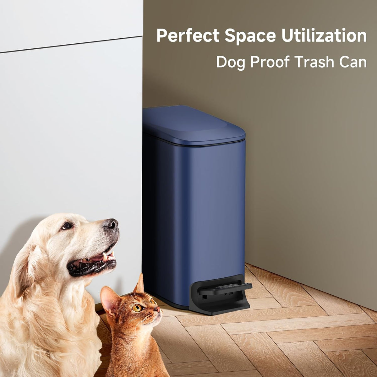 TIPGO Slim Bathroom Trash Can with Lid Soft Close, Step Pedal, 6 Liter / 1.6 Gallon Stainless Steel