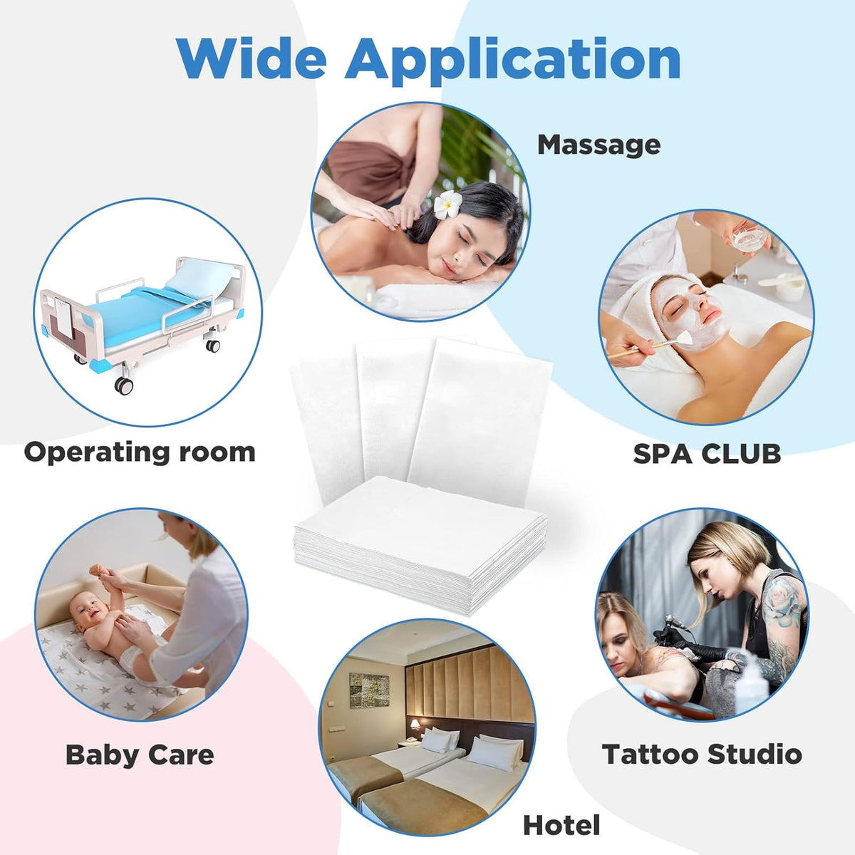 Tegeme 150 Pieces Disposable Massage Table Sheets 31" x 70" Waterproof Bed Sheets Non Woven Bed