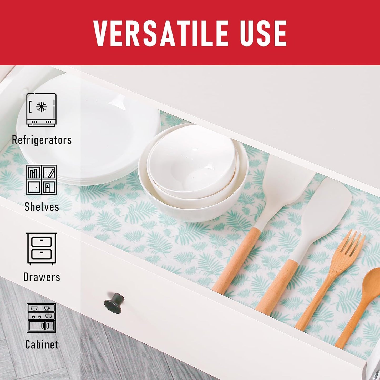 Cooyes Absorbent Refrigerator Liners, Non Slip Shelf Liner for Drawers & Kitchen Cabinets, Cloth