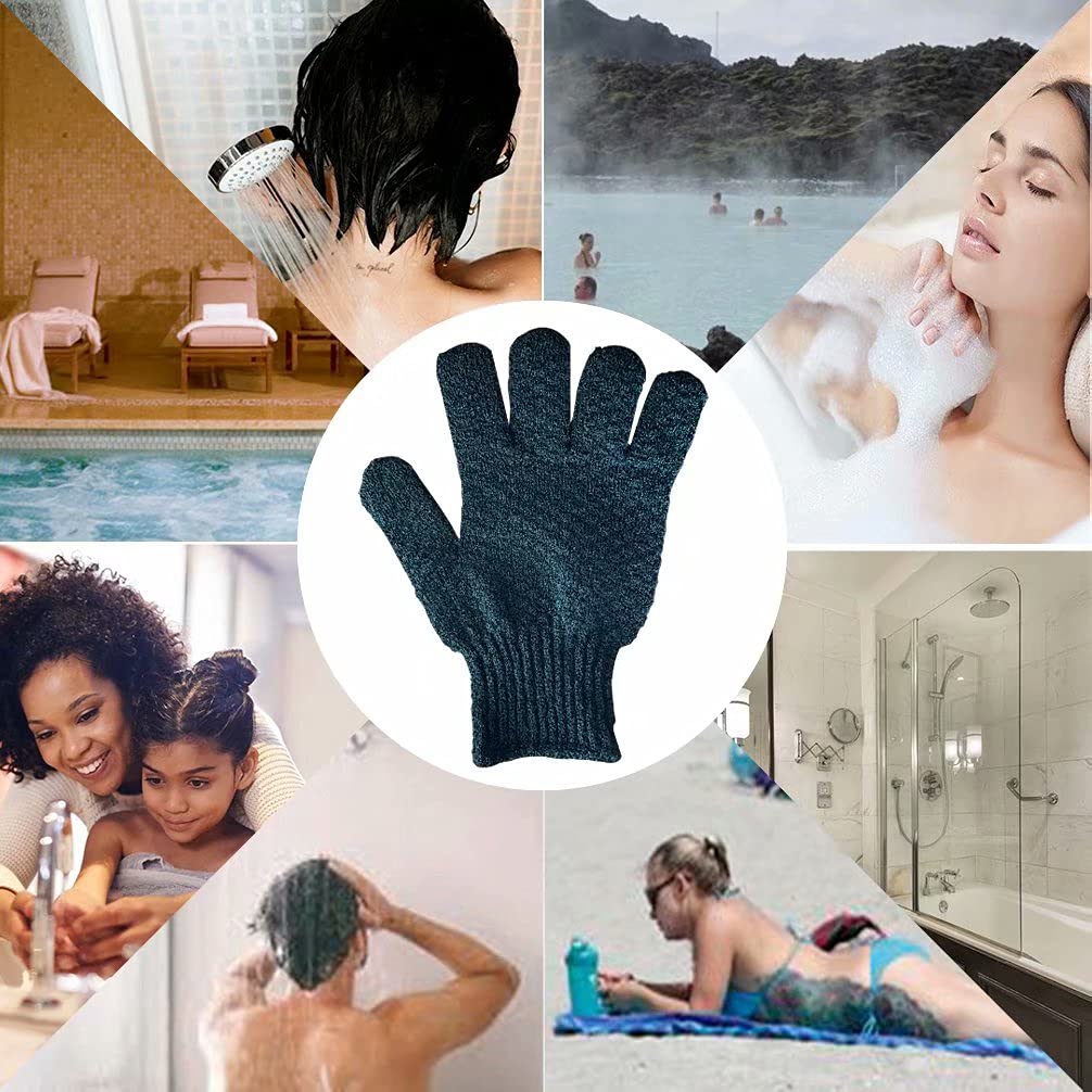 2 Pairs Bath Exfoliating Gloves for men and women – CLEEDY 4 Pcs Heavy and Large Exfoliating Gloves