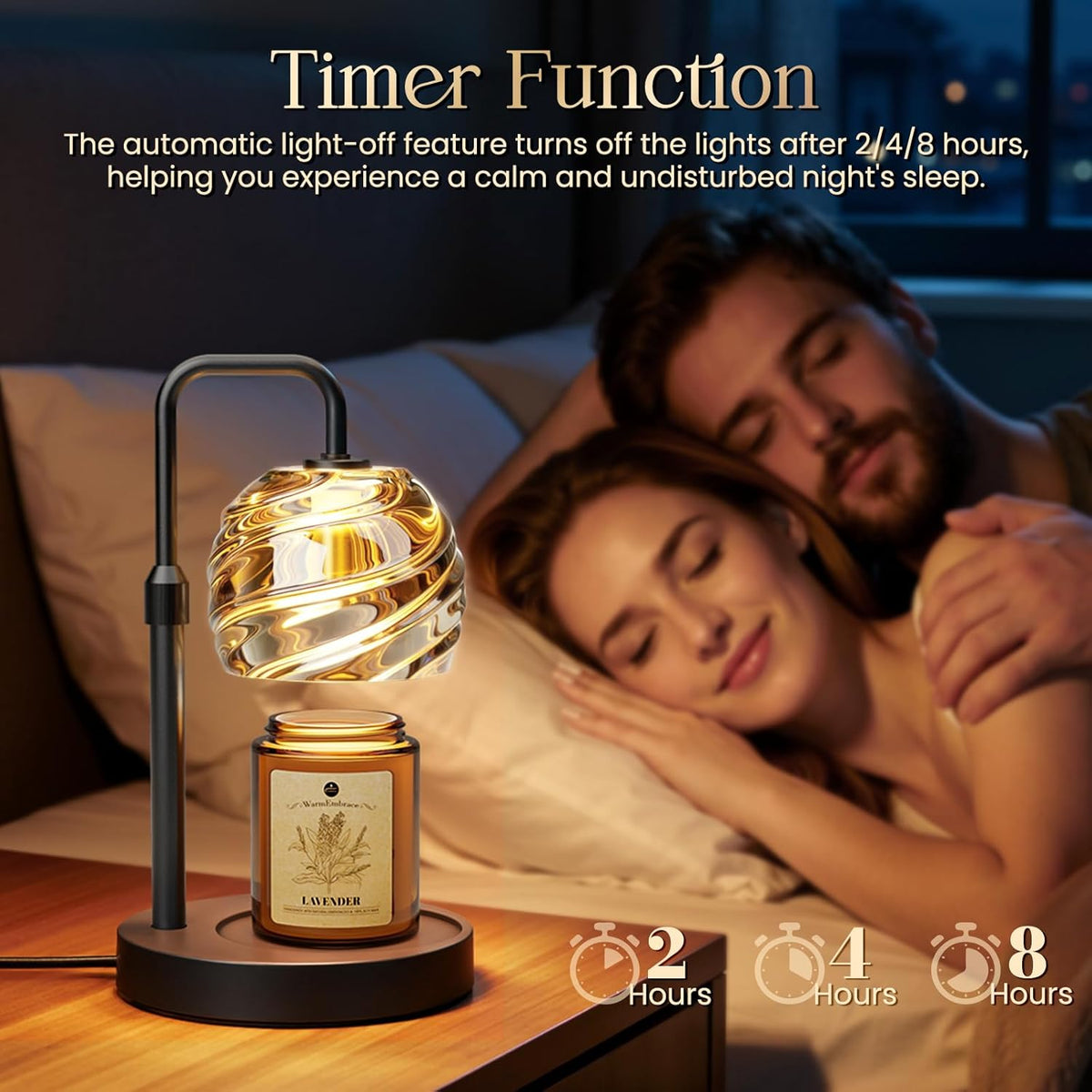 WarmEmbrace Candle Warmer Lamp with Lavender Candle Set, Electric Wax Warmer Lamp with Auto Timer &