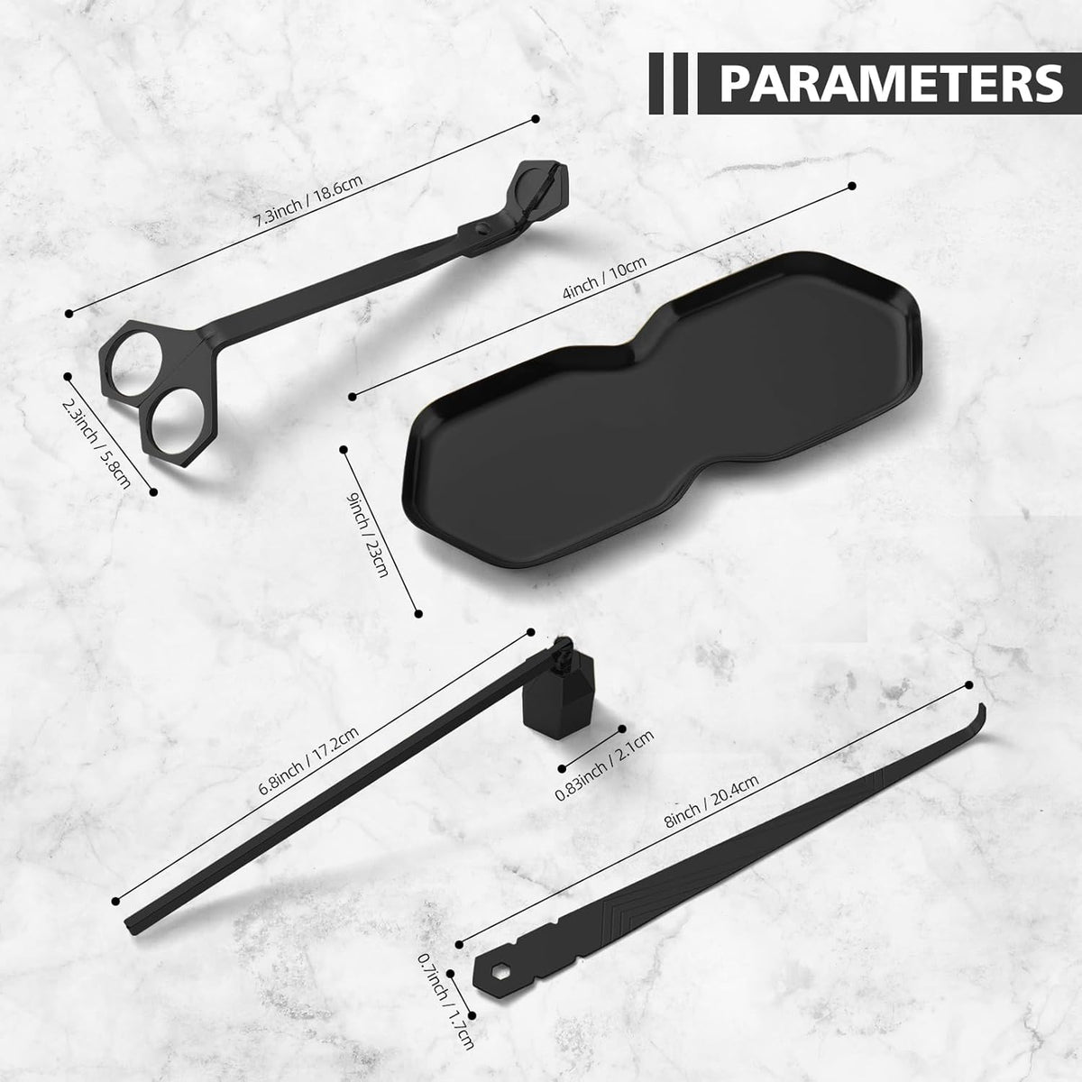 PATOISE 4 in 1 Candle Accessory Set, Wick Trimmer, Candle Snuffer, Wick Scoop,Storage Tray,Perfect