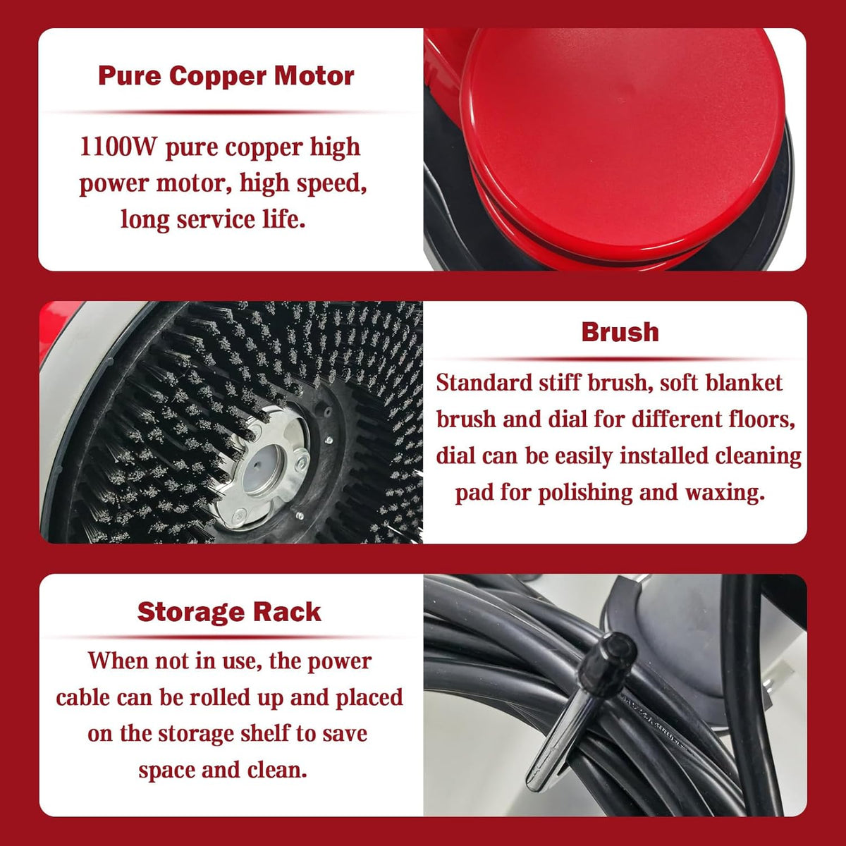 TECHTONGDA Floor Polisher & Buffer Commercial Floor Buffer Scrubber 17" Carpet Cleaning Machine