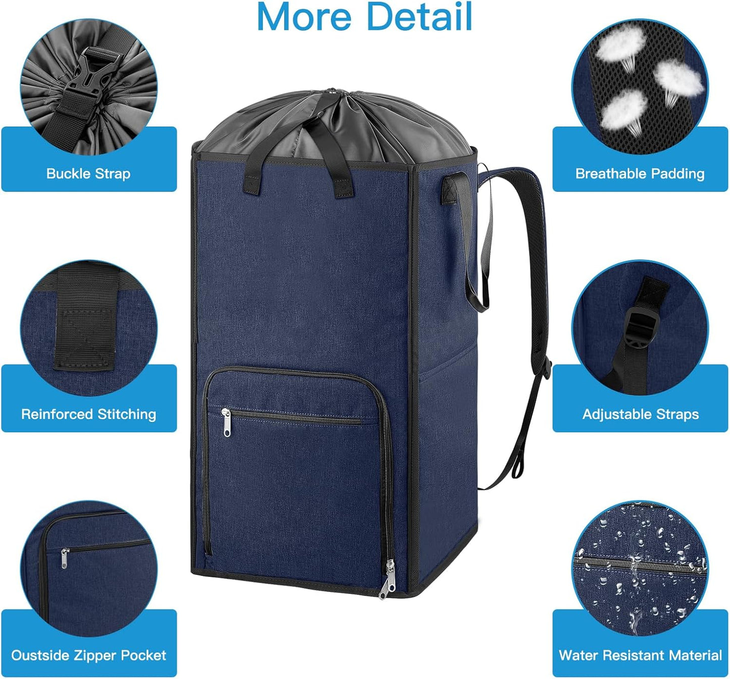 Bukere Laundry Basket, Laundry Backpack Bag for Guys Girls Boys, 2 in 1 Laundry Hamper for College