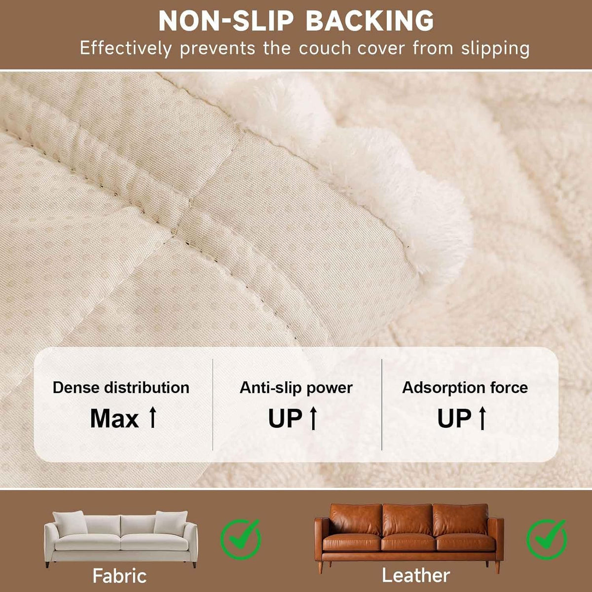 OTOB Plush Couch Cover for Dogs Washable, Non Slip Fuzzy Soft Armrest Backrest Sofa Slipcovers