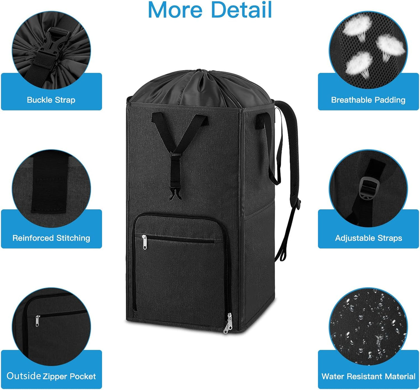 Laundry Backpack Bag, Bukere Extra Large 2 in 1 Laundry Hamper Basket for College Students Dorm