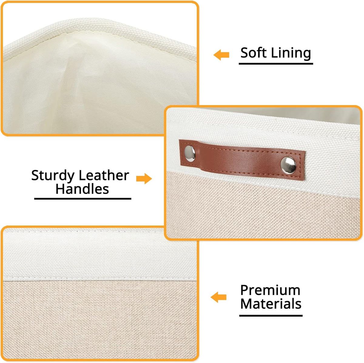 DULLEMELO 2-Pack Large Storage Baskets for Organizing 16"x12"x12" Canvas Fabric Storage Basket Bins