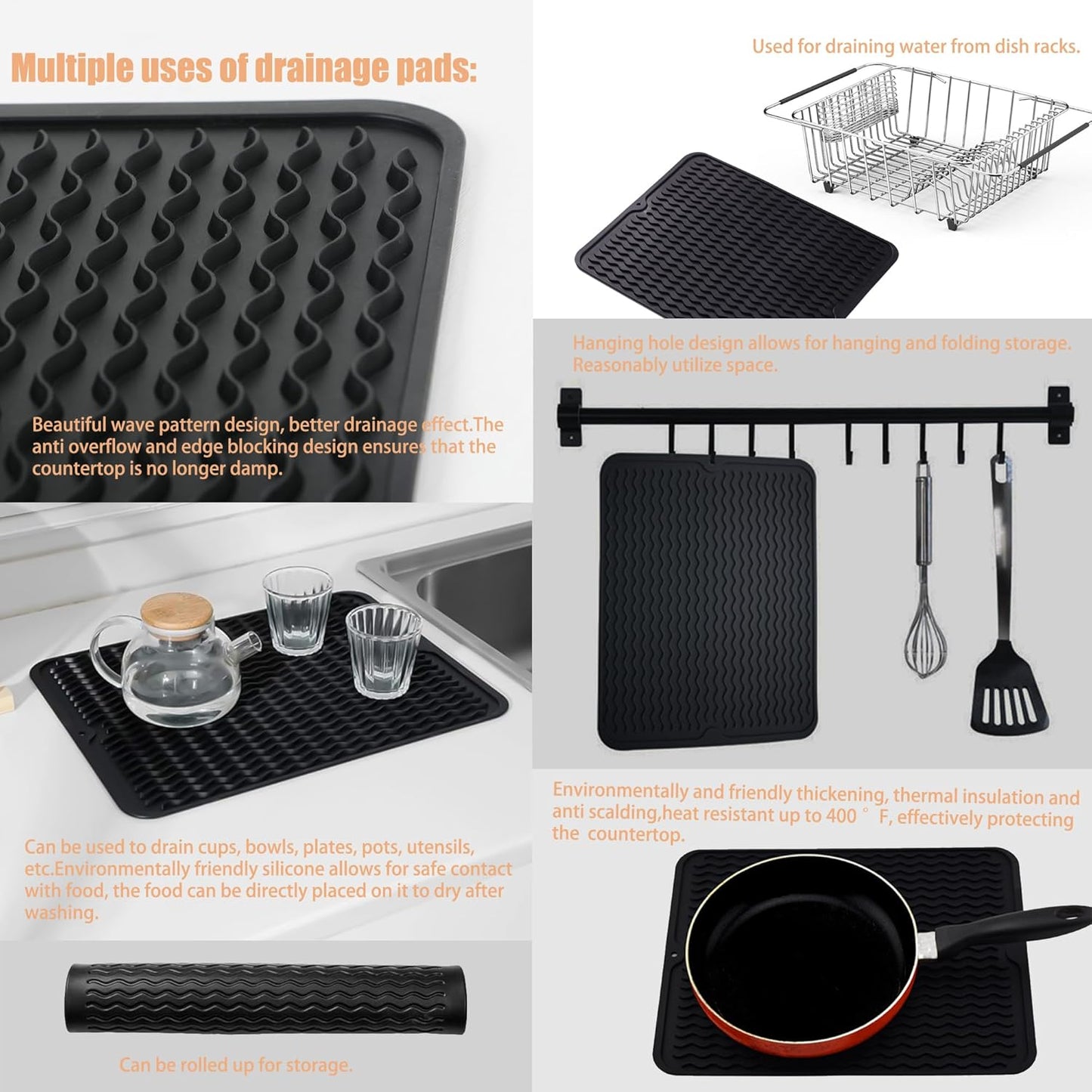 Stainless Steel Dish Drying Rack(15.2"L X 11"W X 5.3"H), Expandable Fruit & Vegetable Drain Rack