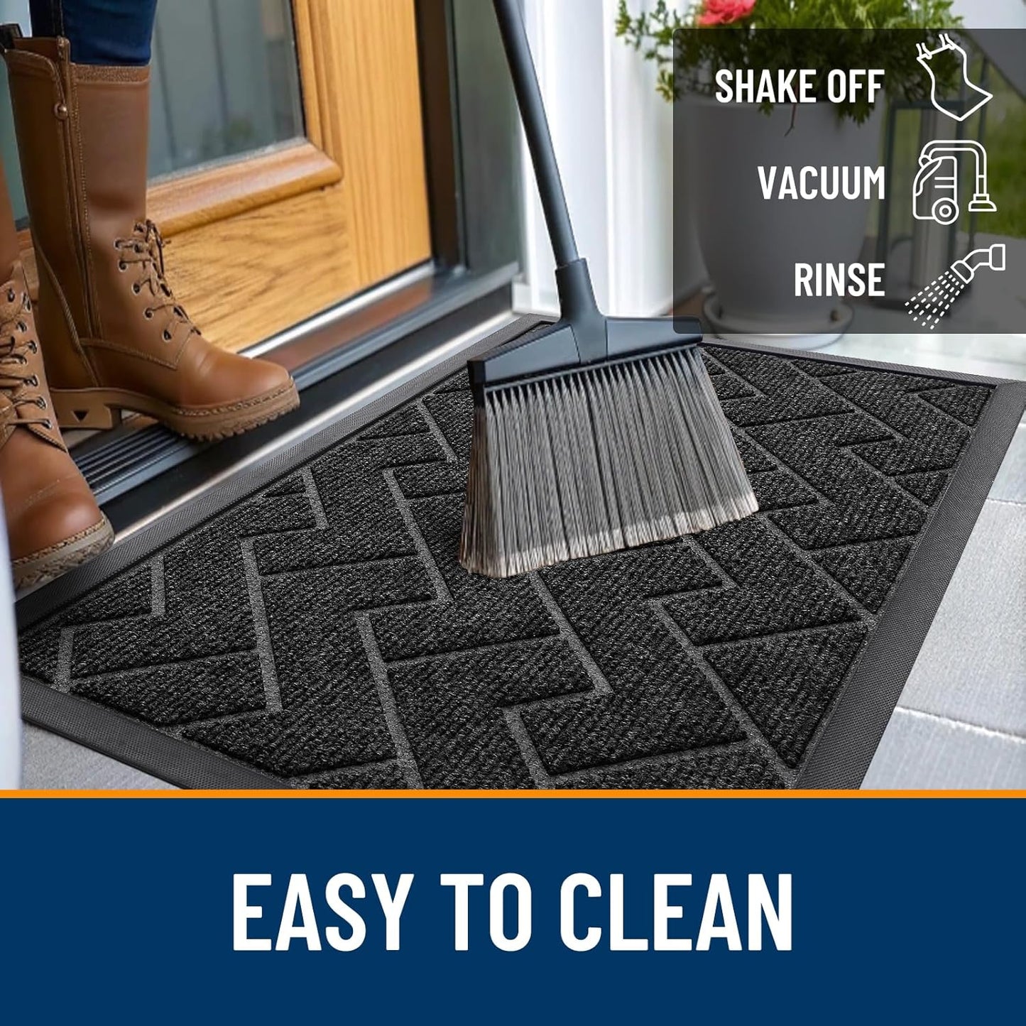 OLANLY Front Door Mat Indoor Outdoor Entrance, Waterproof All-Season, All-Weather Doormat, Sturdy