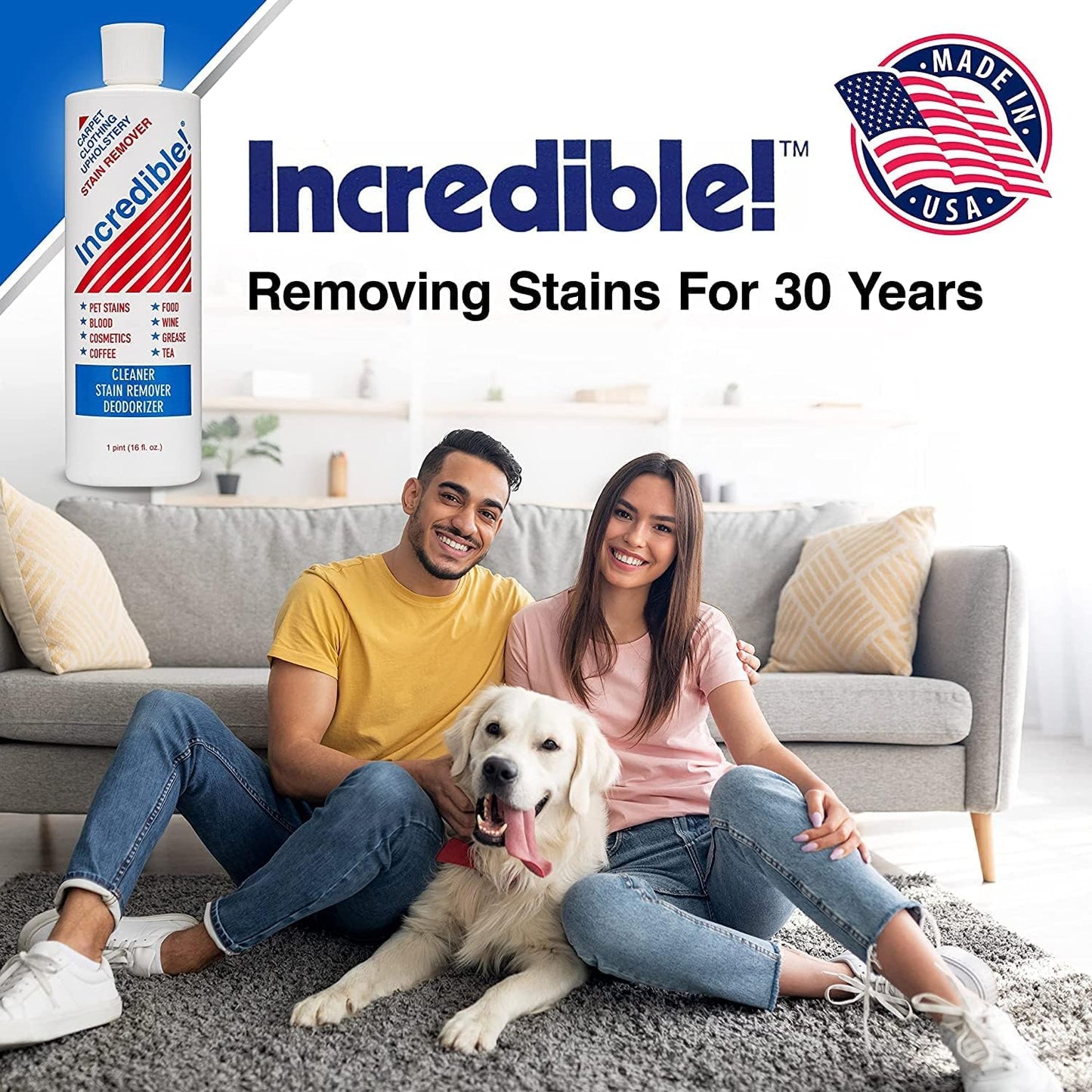 INCREDIBLE! Stain Remover - Instant Spot Remover For New and Old Stains - Blood, Red Wine, Coffee