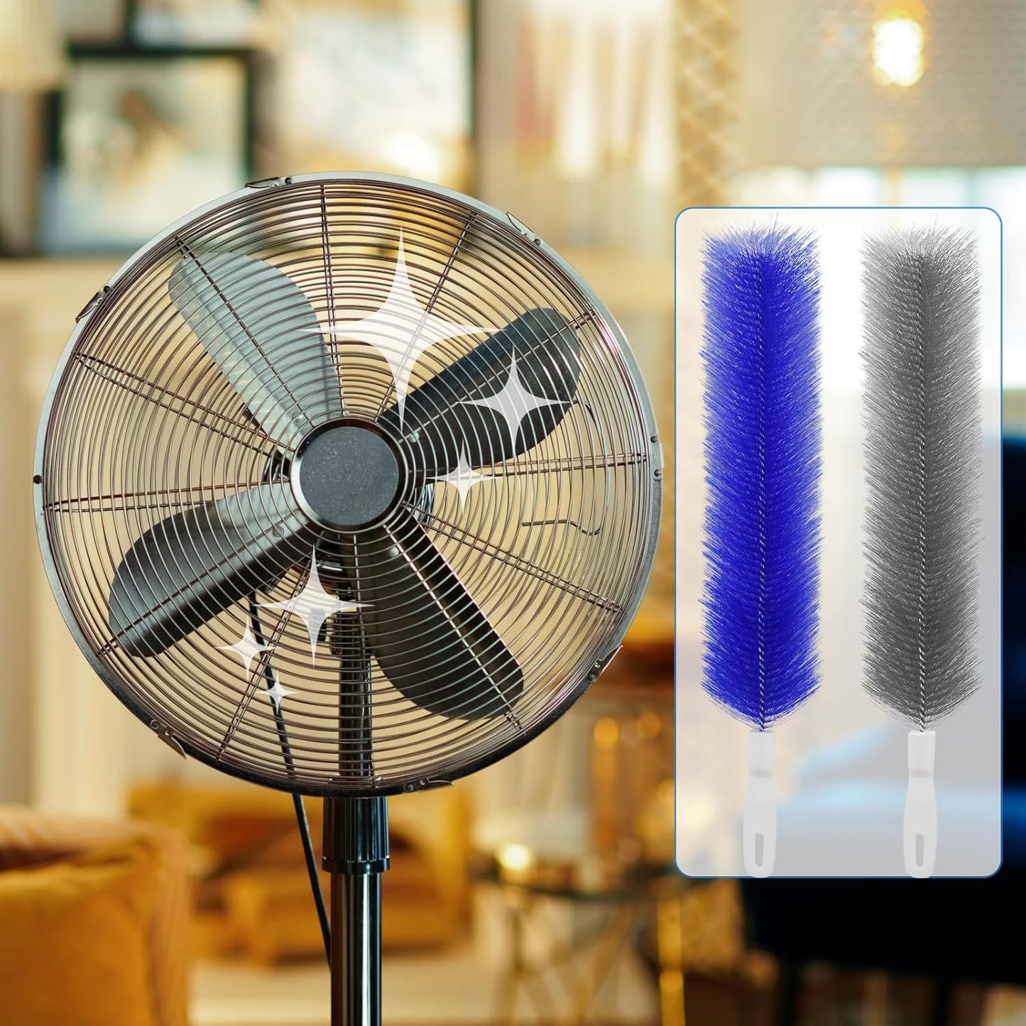 2 Pcs Cobweb Duster, Bendable Fan Duster, Plastic Fan Cleaner Brush,Microfiber Head Dusting Brush