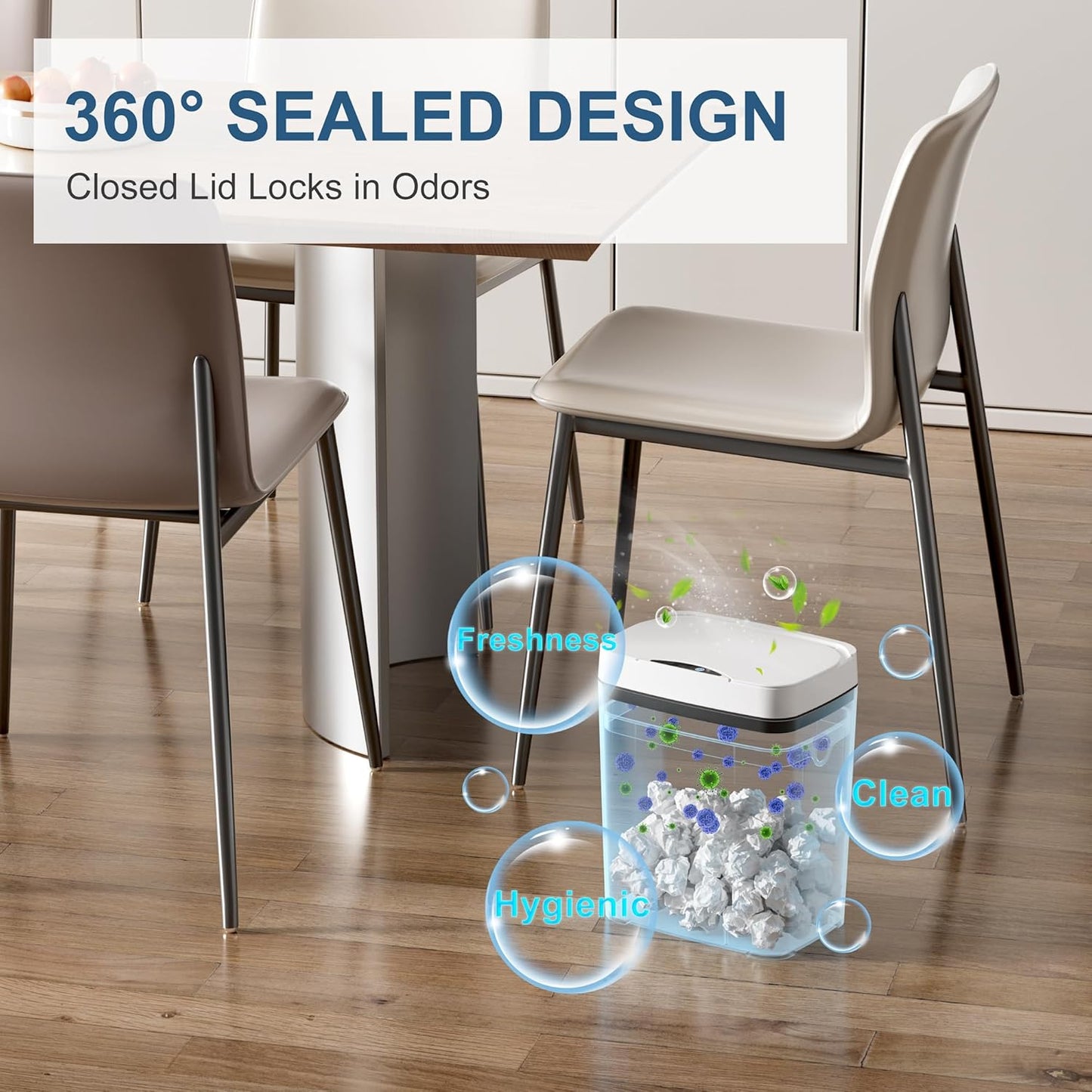 2 Pack 2.7 Gal Bathroom Trash Can with Lid, Automatic Trash Can Small Smart Garbage Can Touchless