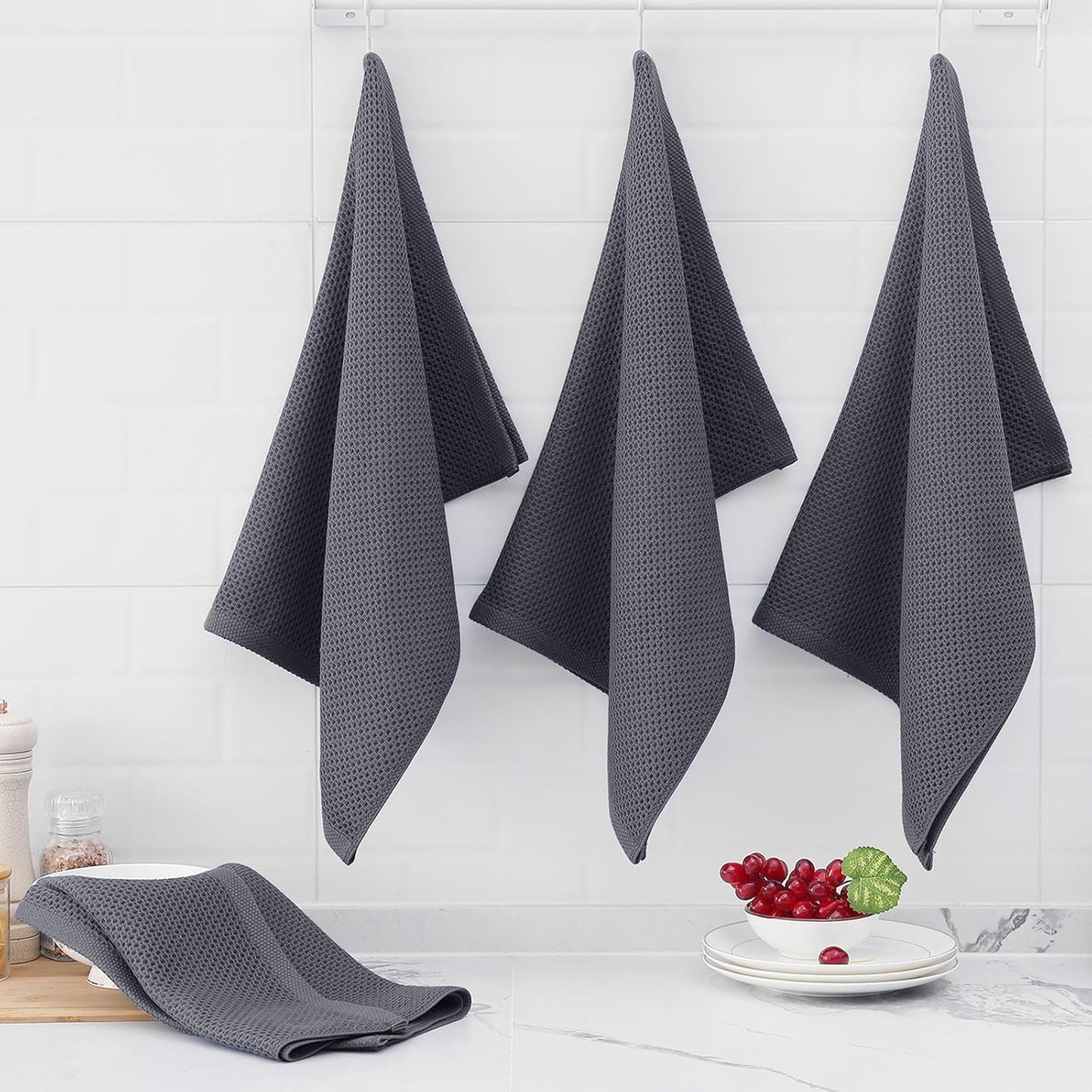 Homaxy 100% Cotton Oversized Waffle Weave Kitchen Dish Towels, Ultra Soft Absorbent Quick Drying