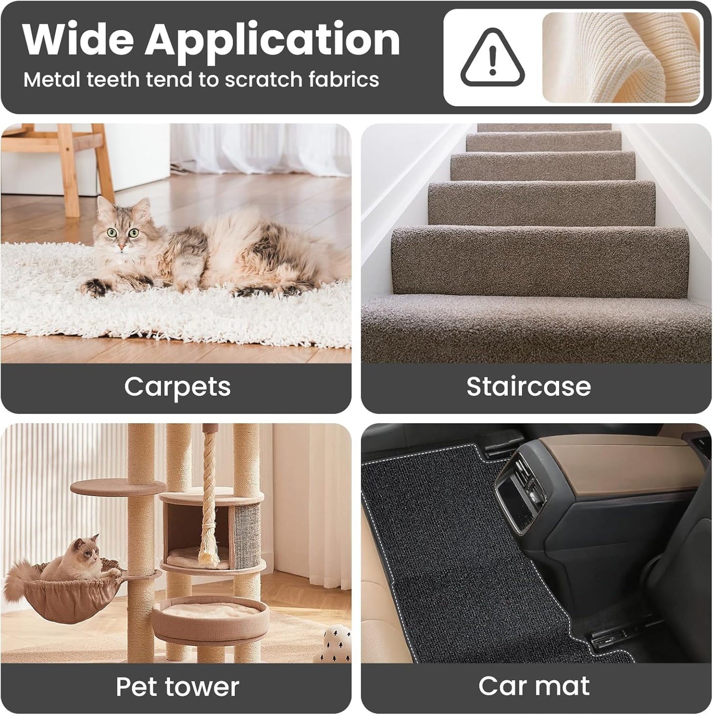 3 in 1 Carpet Rake for Pet Hair Removal, Tool Set of 3, 55” Long Handle Carpet Pet Hair Removal