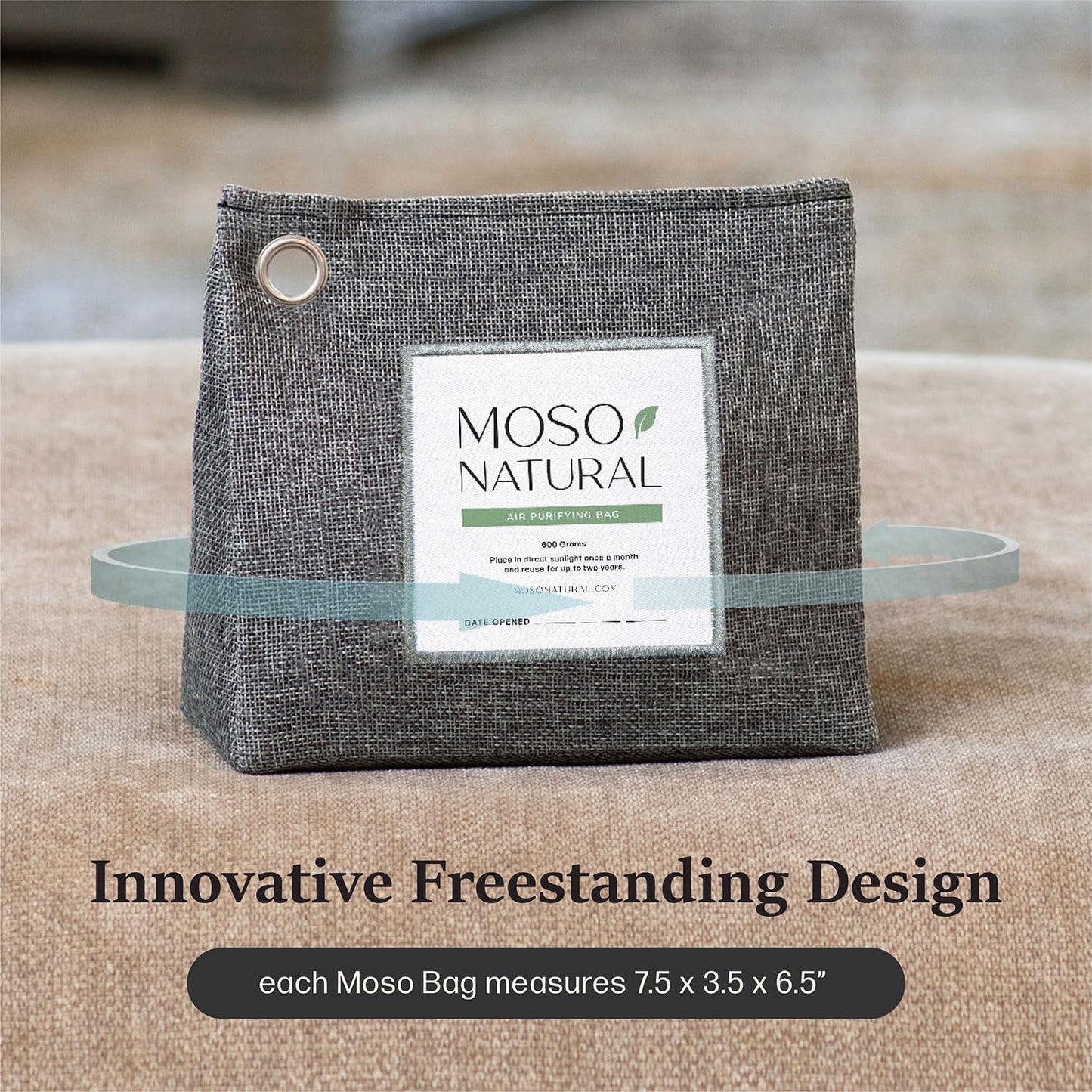 Moso Natural Air Purifying Bag 600g, Premium Bamboo Charcoal Odor Absorber, Room Deodorizer for