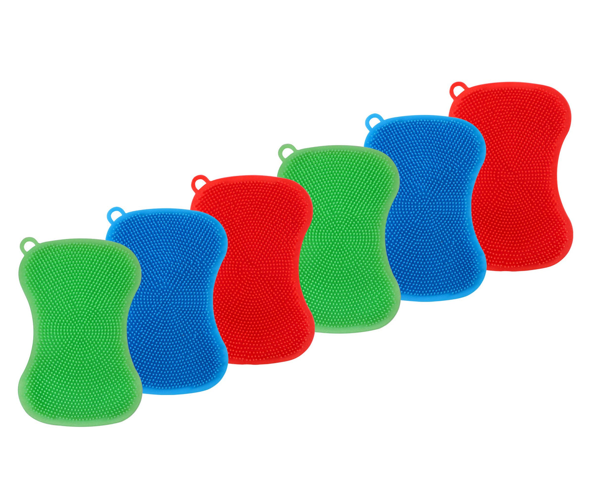 6 Pack Silicone Scrubbing Sponge by SCRUBIT, Multi-Colored Pads [Red – view 7