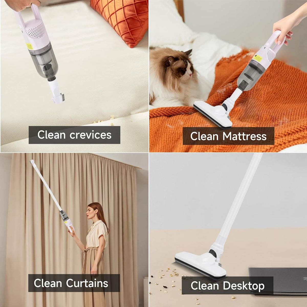 Handheld Vacuum Cleaner,Ultra-Lightweight Mini Portable Vacuums for Home, 6 in 1 Stick Vac Cleaners