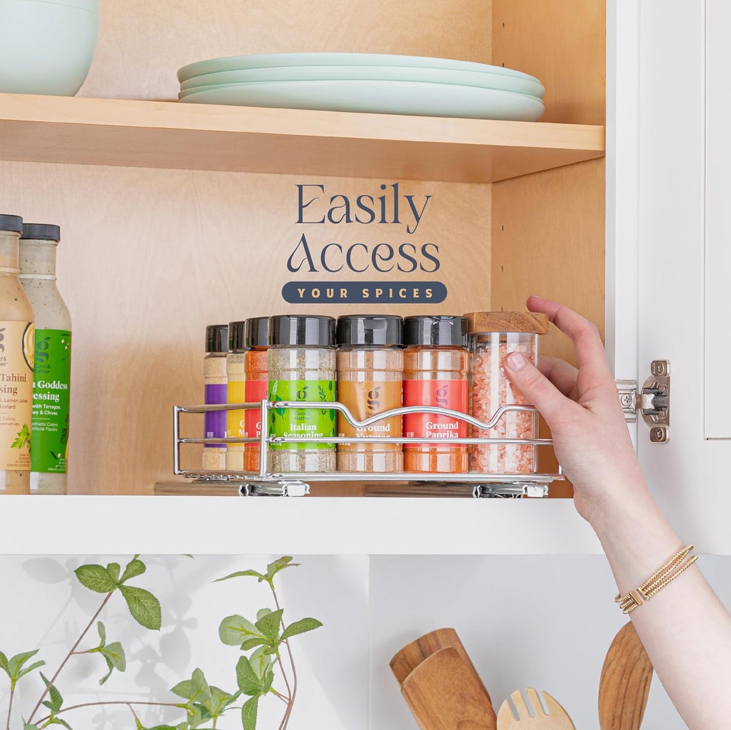 Pull Out Cabinet Organizer for Spices, Cans - Heavy Duty with Lifetime Limited Warranty- Pull Out
