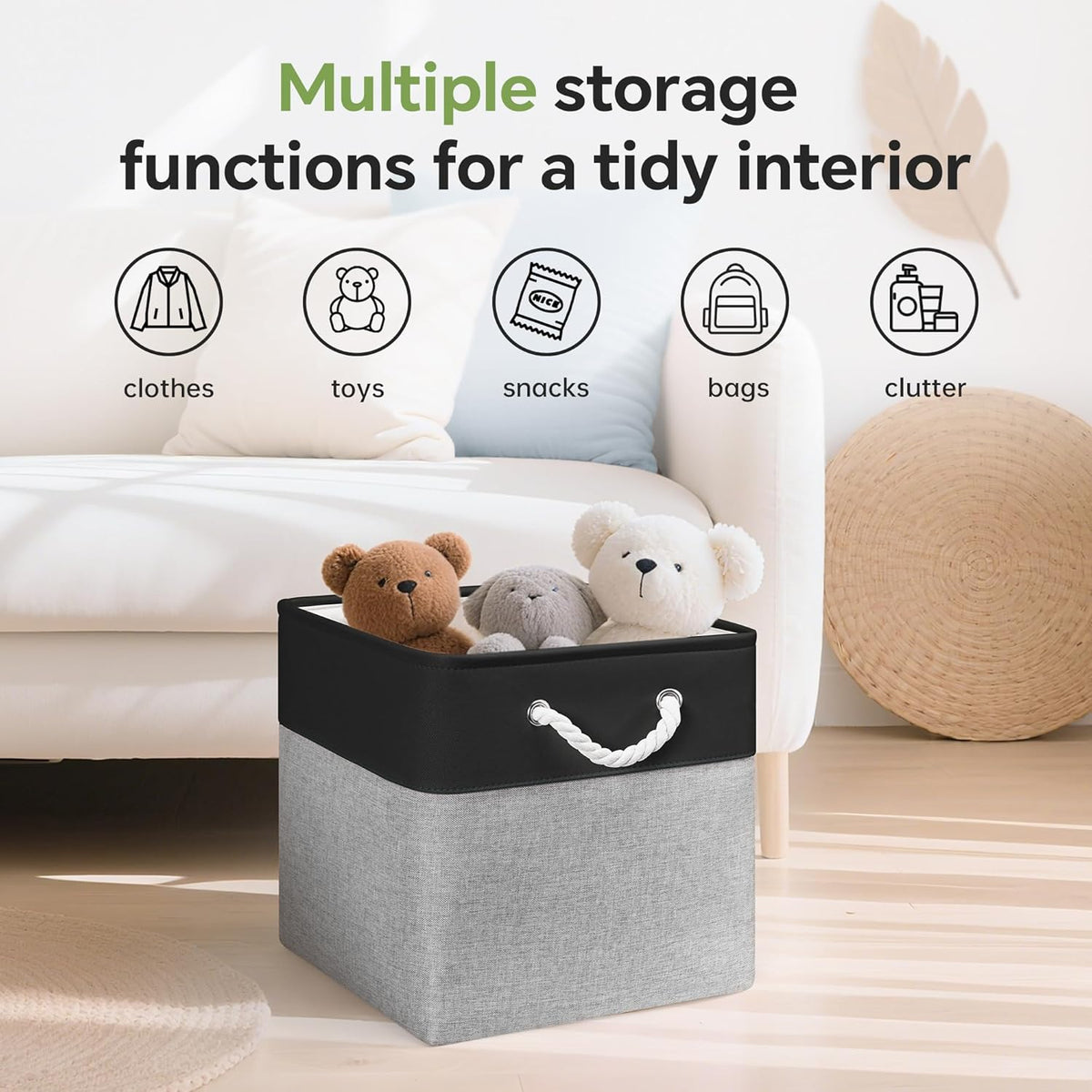 13x13 Inch Cube Storage Bins with Reinforced Bottom Cardboard, 6 Pack Large Collapsible Fabric
