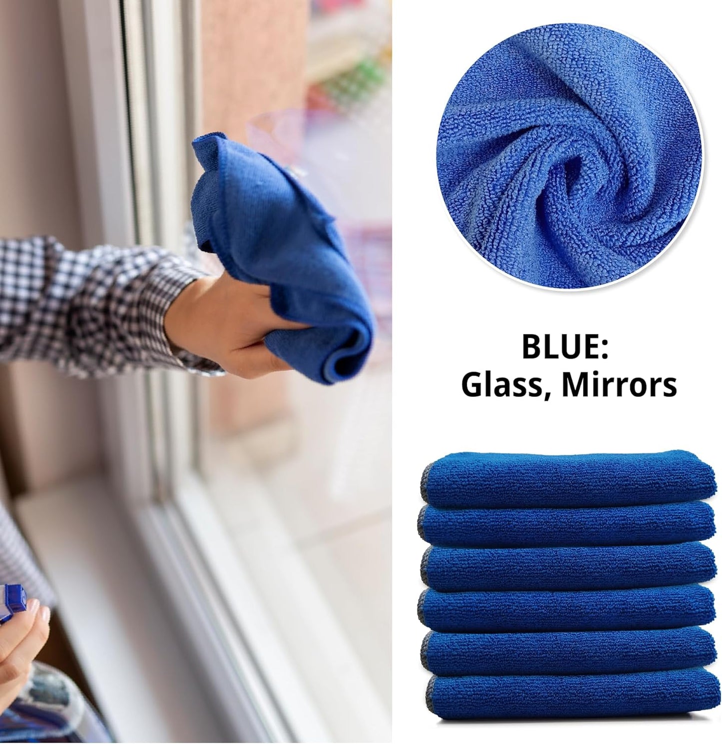 EvaClean Premium Microfiber Cleaning Cloth 16"x16" - Reusable, Washable, Non-Scratch, Microfiber