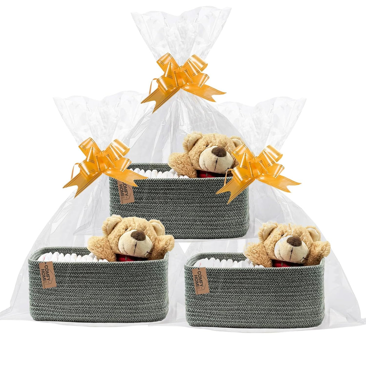 COMFY-HOMI 11.5"x7.5"x4.7" Storage Baskets for Organizing | Cotton Rope Woven Basket | Toy Storage