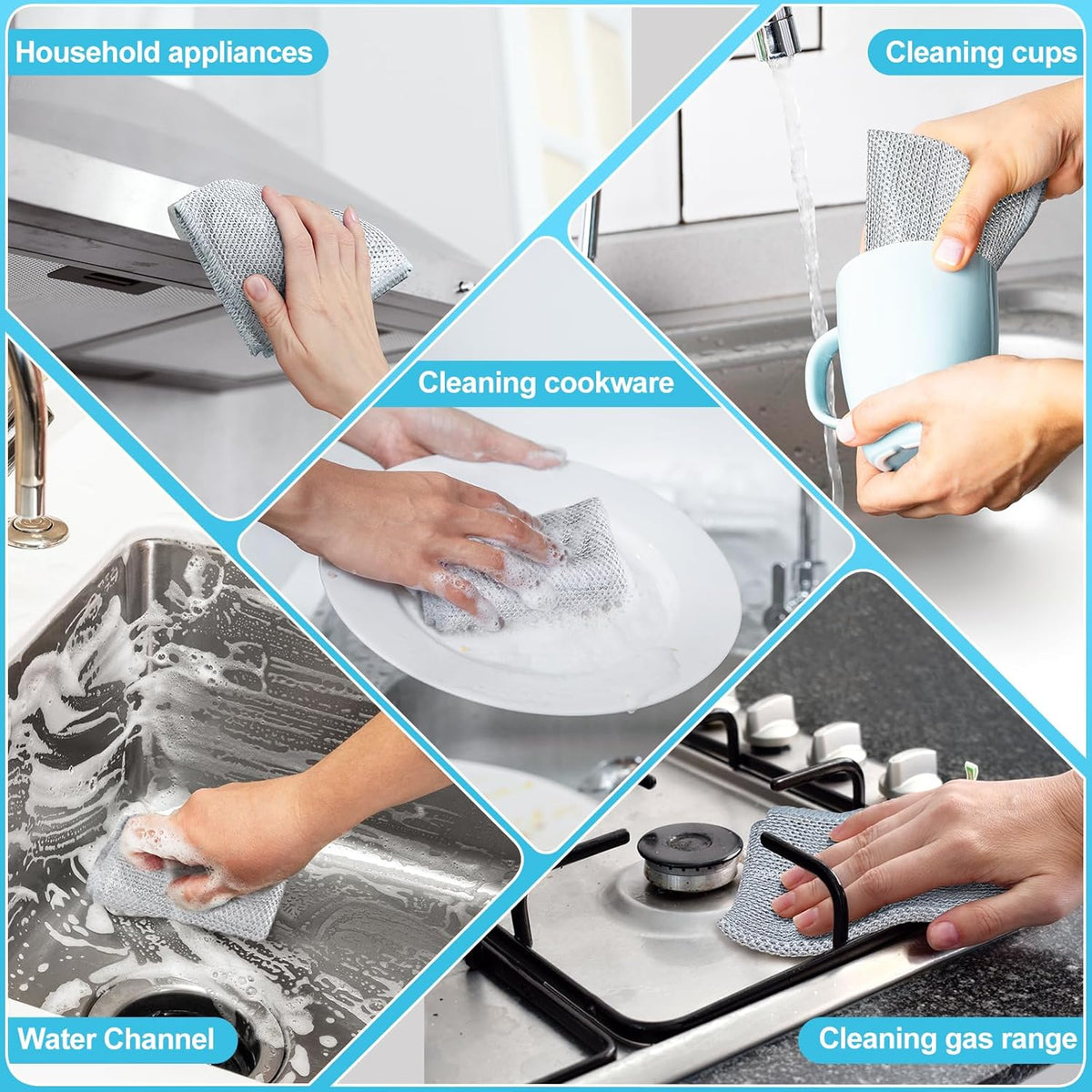 10 Pcs New Upgraded 3 Layers Non Scratch Wire Dishcloth, Multipurpose Wire Steel Wool Scrubber, Wet