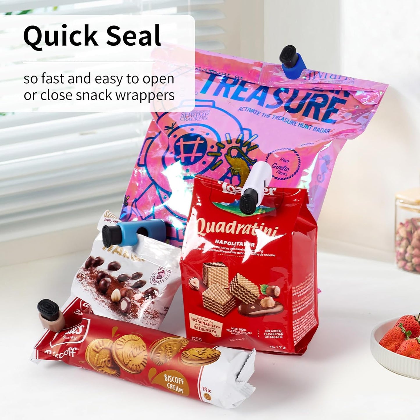 10 Pack Squeeze and Lock Bread Bag Clips, Bread Clips Resuable, Bag Clip for Food Storage, Sturdy
