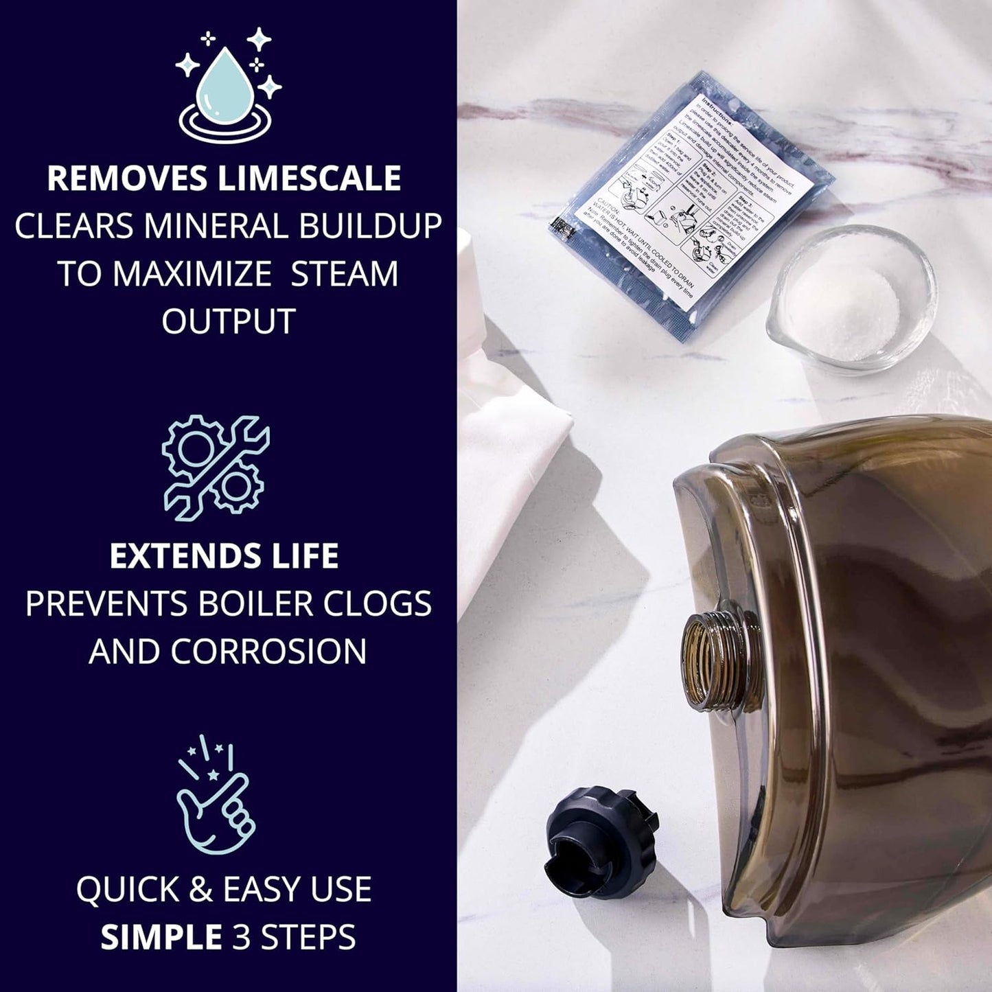 SALAV Garment Steamer Descaler/Decalcifier Packets for Mineral Deposits and Build-up Removal