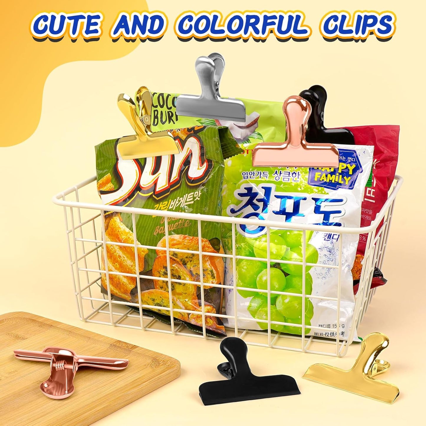 VNDUEEY 24 Pack Stainless Steel Chip Clips, Bag Clips for Food, Heavy Duty Snack Clip Clip to Seal