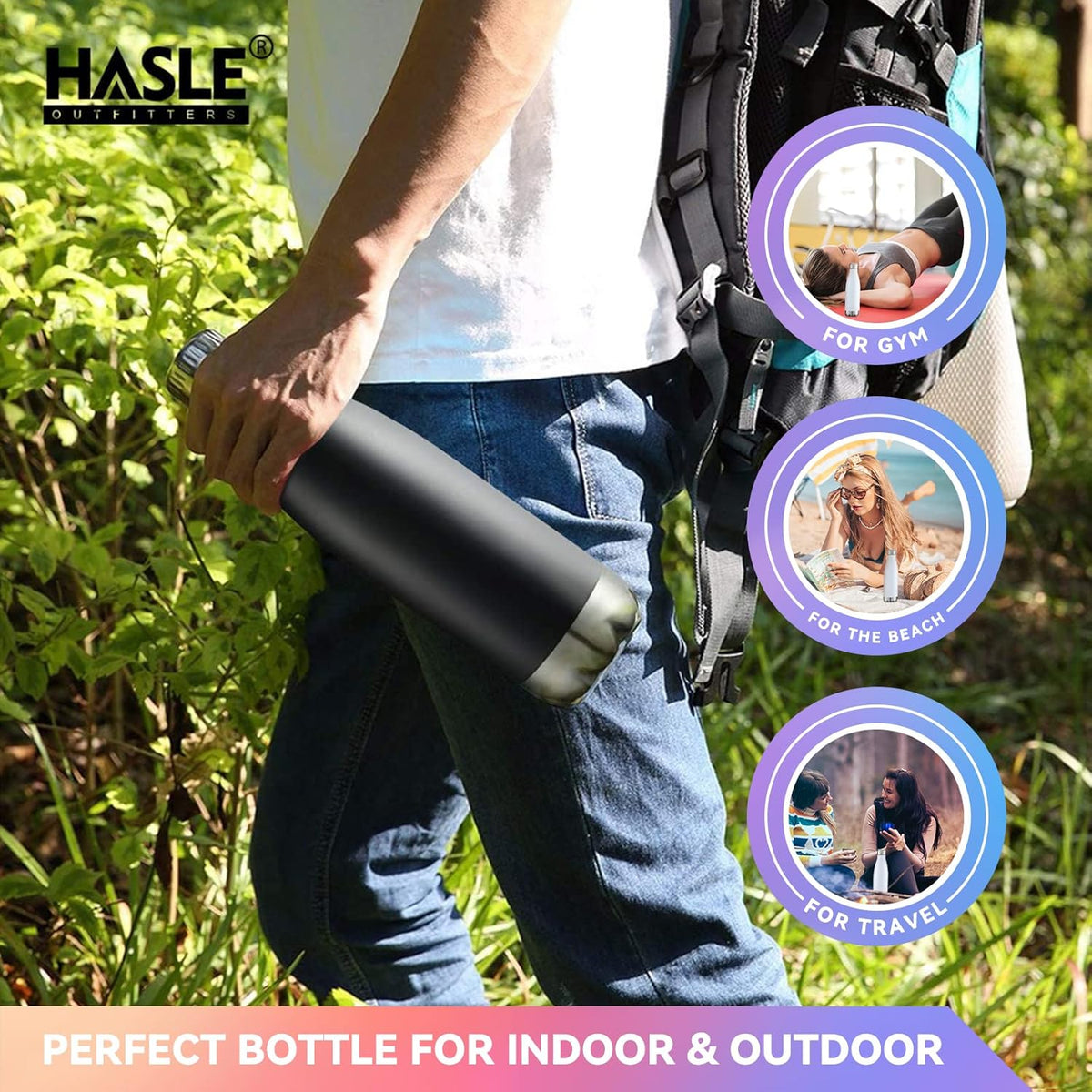 HASLE OUTFITTERS 17oz Stainless Steel Water Bottles Bulk, Vacuum Insulated Double Walled Reusable
