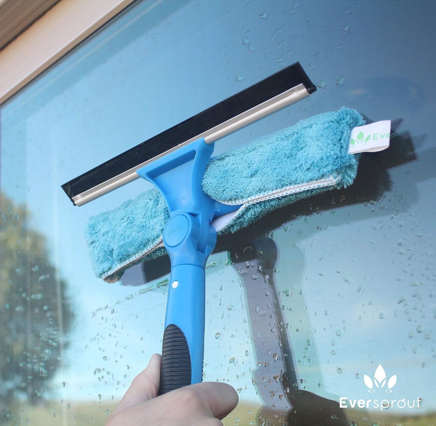 EVERSPROUT Swivel Squeegee & Microfiber Glass Window Scrubber, Light-Weight Window Cleaning Kit