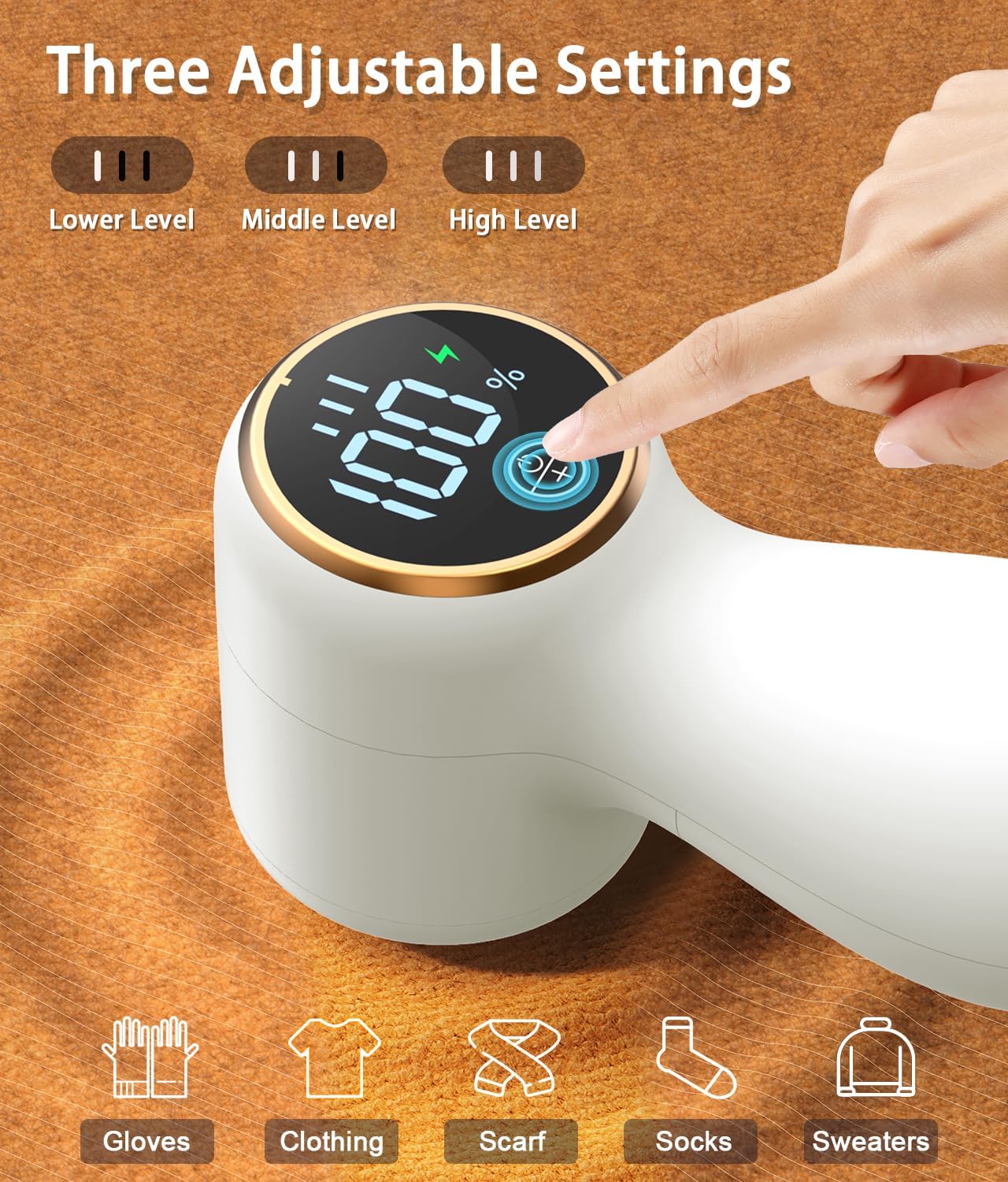 Rechargeable Fabric Shaver,Lint Remover, 3-Speed Sweater Shaver with LED Display, 2 Replaceable
