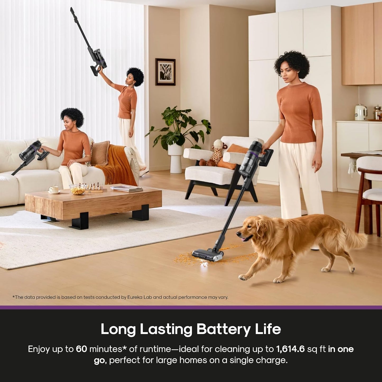 Eureka Cordless Stick Vacuum Cleaner ReactiSense 440, 60-Min Runtime, Anti-Tangle Brushroll