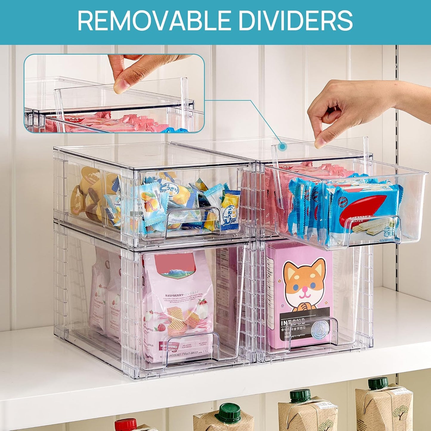 Vtopmart 6 Pack Clear Stackable Storage Drawers,Easy to Assemble Bathroom Organizers and Storage