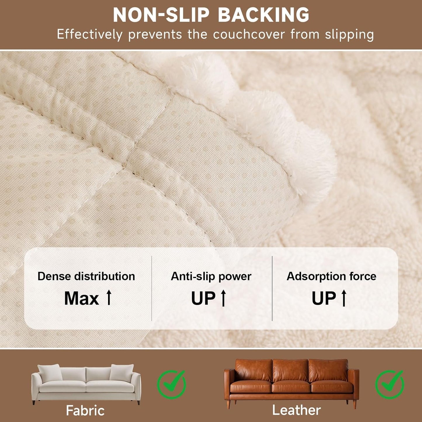OTOB Plush Couch Cover for Dogs Washable, Non Slip Fuzzy Soft Armrest Backrest Sofa Slipcovers