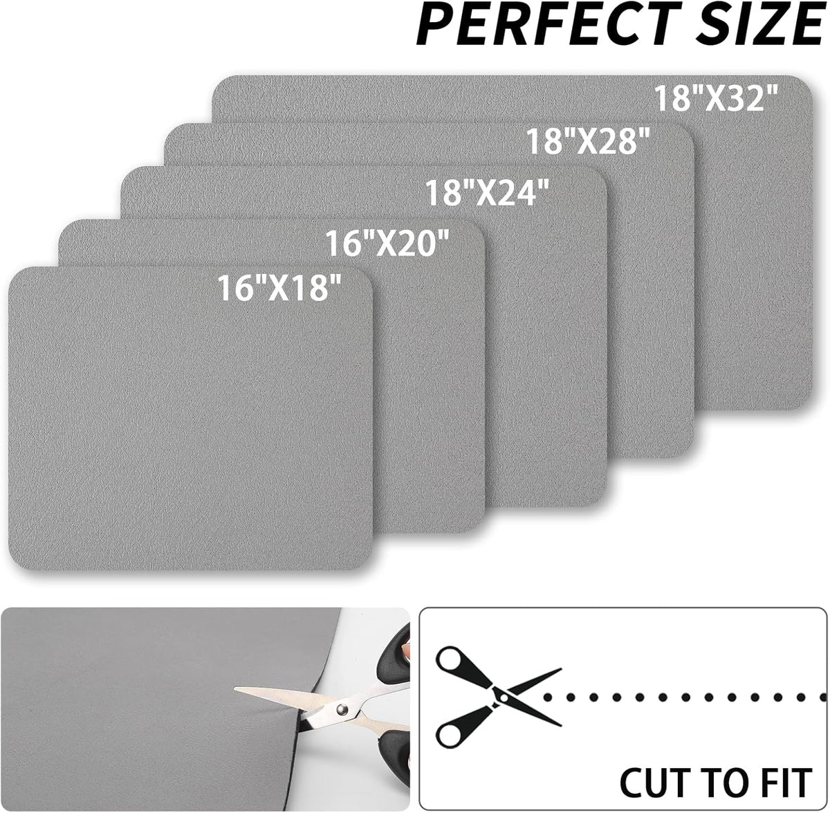 Dish Drying Mat for Kitchen Counter, Heat Resistant Drainer Mats with Non-slip Rubber Backed, Hide