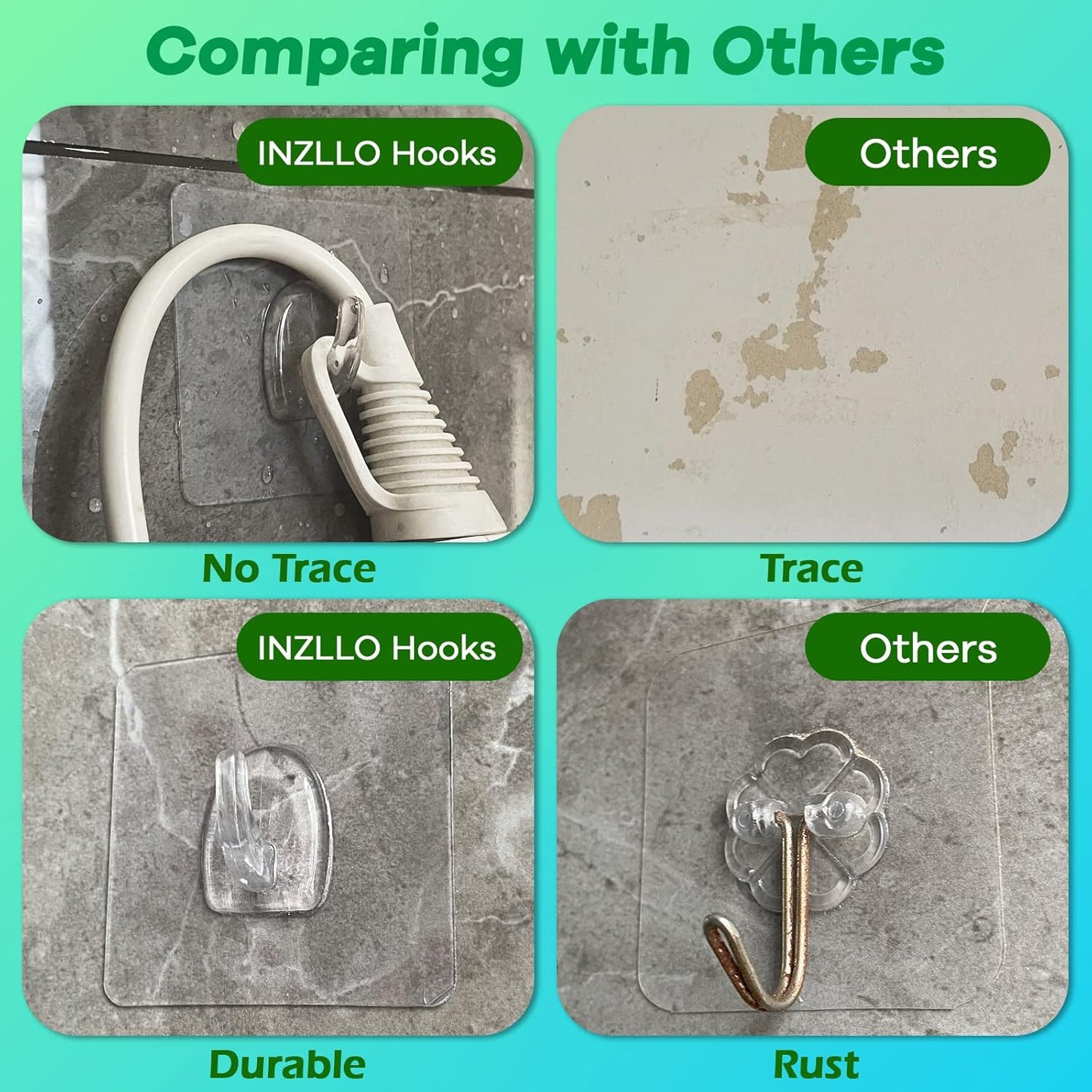 Adhesive Hooks, Heavy Duty Utility Hooks 20 lb(Max) Waterproof and Oilproof Removable, 20 Pack