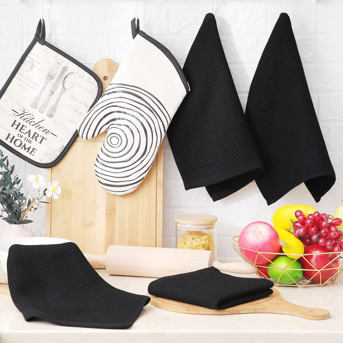 Homaxy 100% Cotton Waffle Weave Kitchen Dish Cloths, Ultra Soft Absorbent Quick Drying Dish Towels