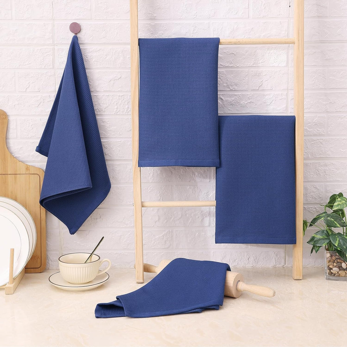 Homaxy 100% Cotton Waffle Weave Kitchen Towels - 8 Pack Soft and Absorbent Dish Towels - 16 x 26