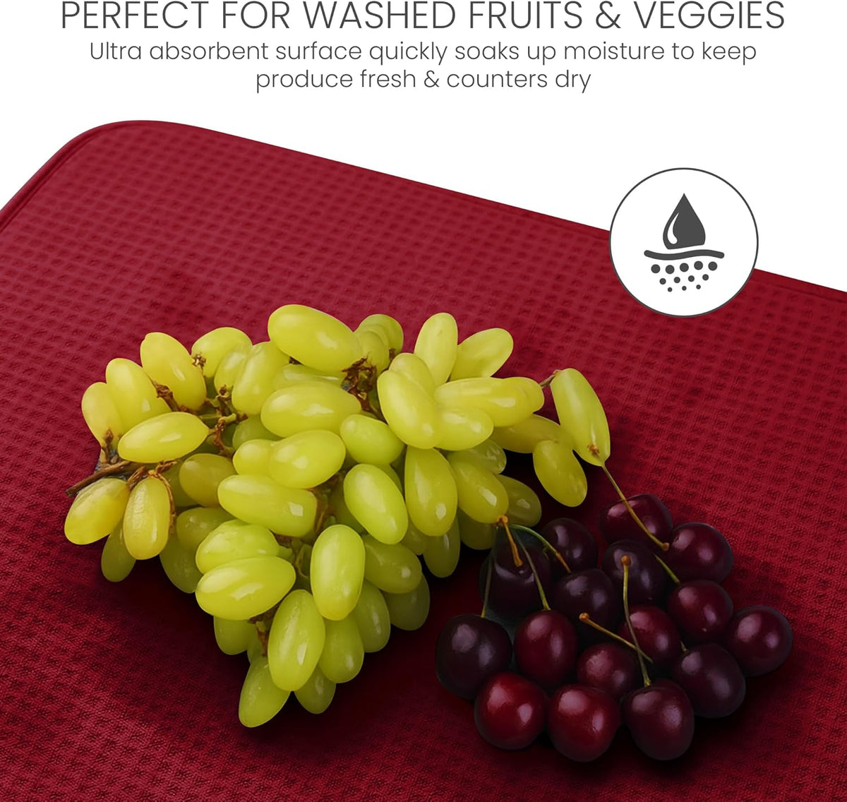 Bellemain XXL Dish Mat 24" x 17" ( LARGEST MAT ) Microfiber Dish Drying Mat , Super absorbent ( Red