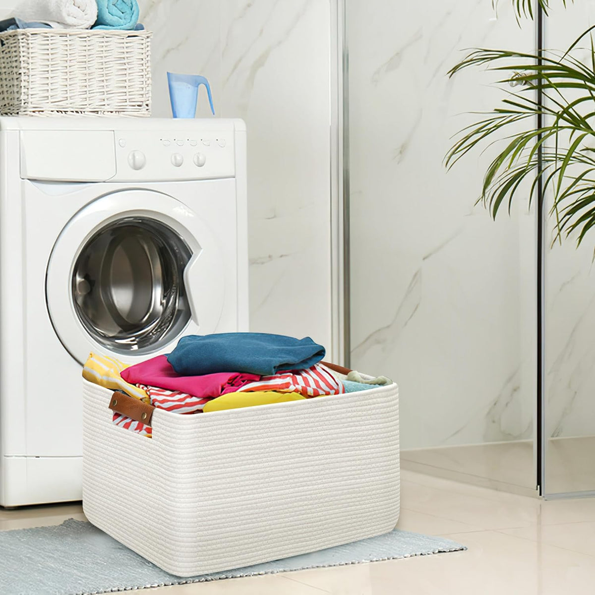 Large Collapsible Laundry Basket, Clothes Hamper for Blanket, Toy, Towels, Woven Baskets for