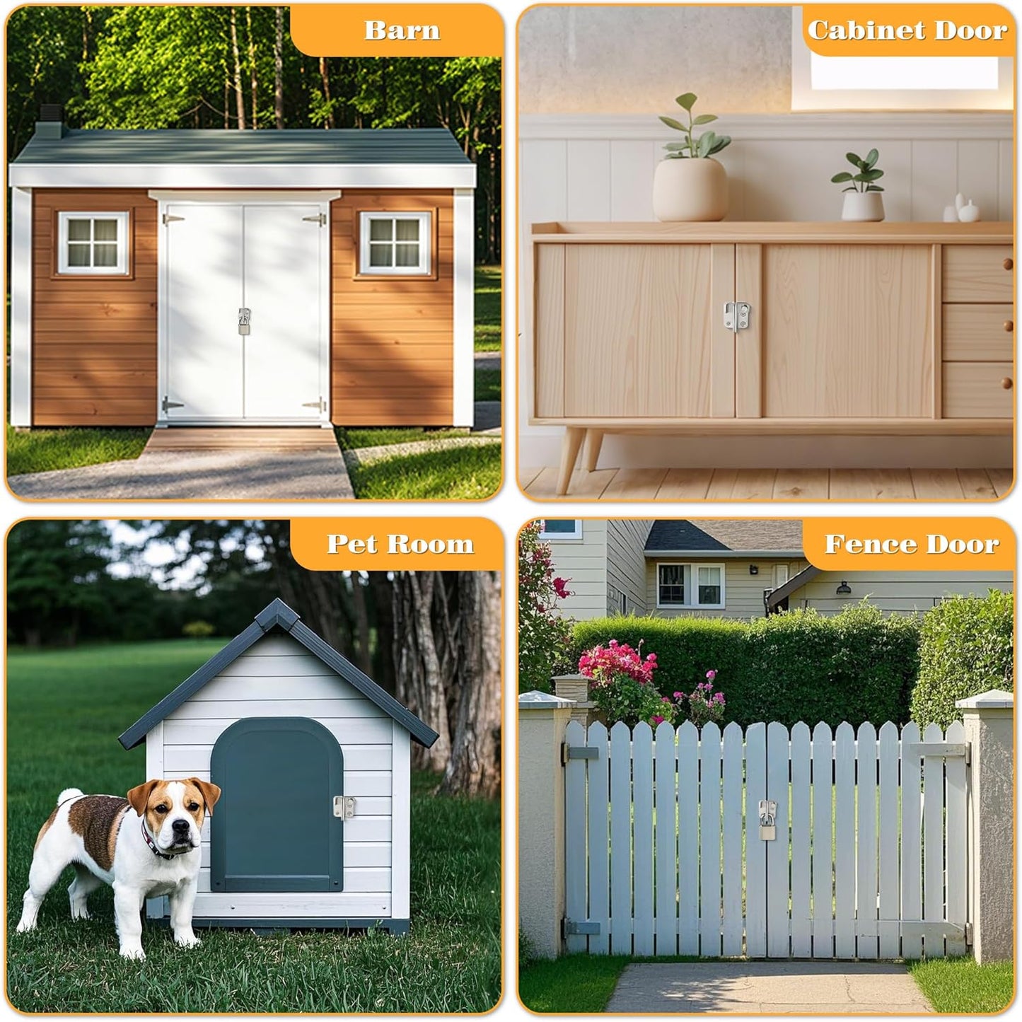 Alise Flip Latch Gate Latches Slide Bolt Latch Safety Door Lock Catch for Barn Cabinet Pet Cage