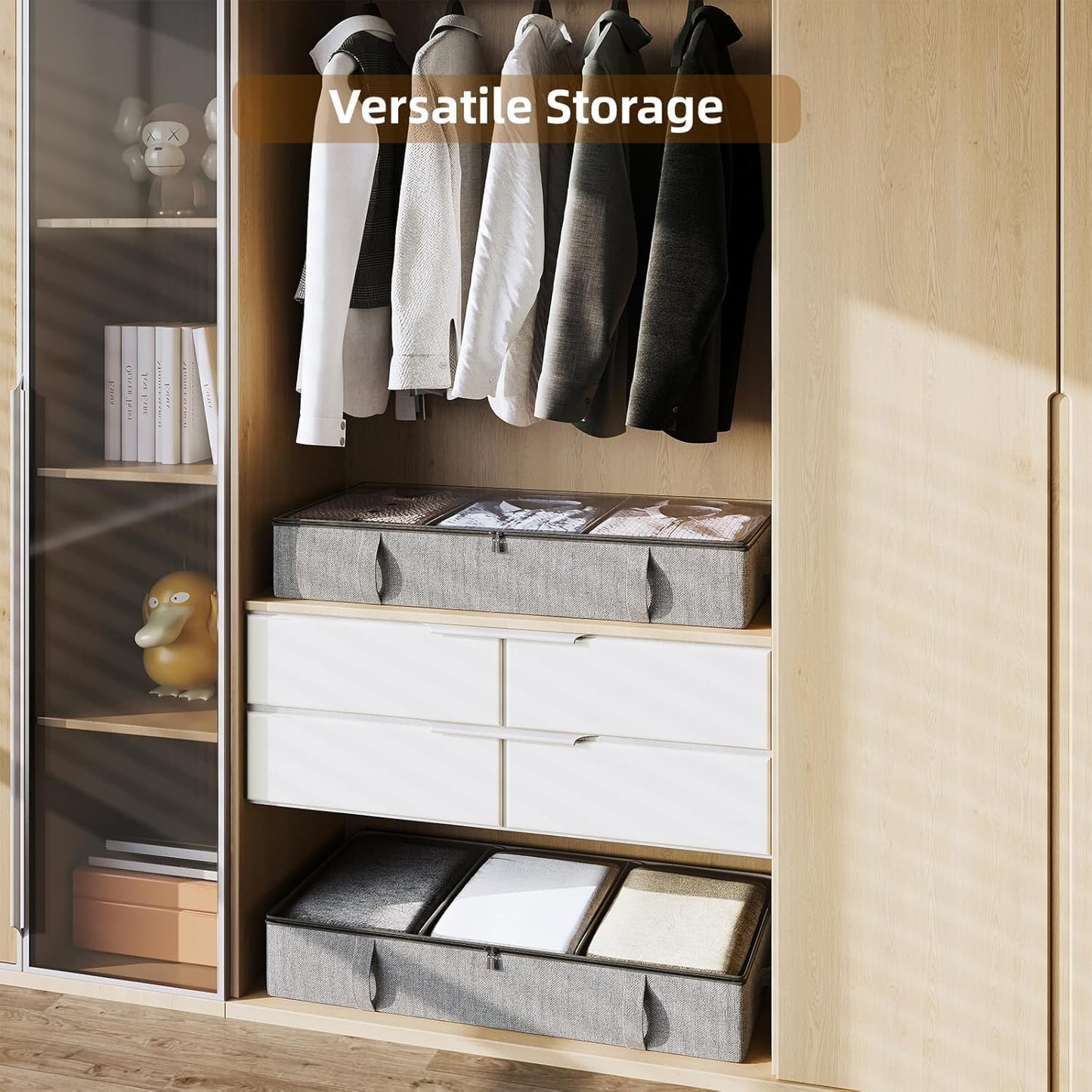 Vailando Under Bed Storage, 2 Pack Under Bed Storage Containers with Dividers, Firm Sides, Strong