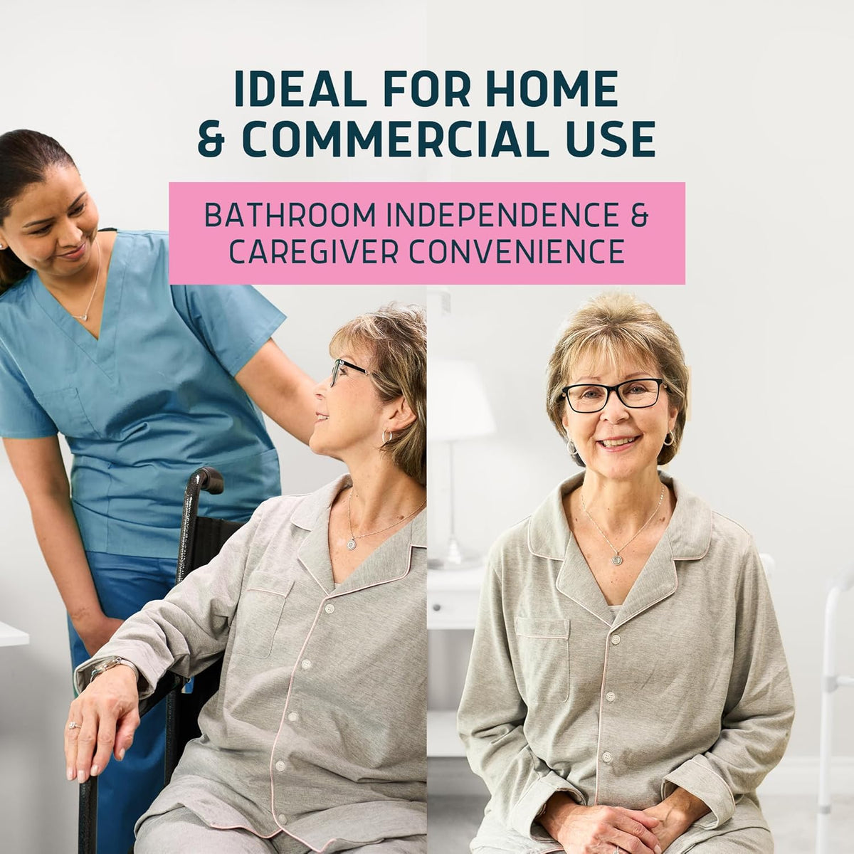 Lunderg Commode Liners with Absorbent Pads - Rose Scent Medical Grade 50 Count Universal Fit