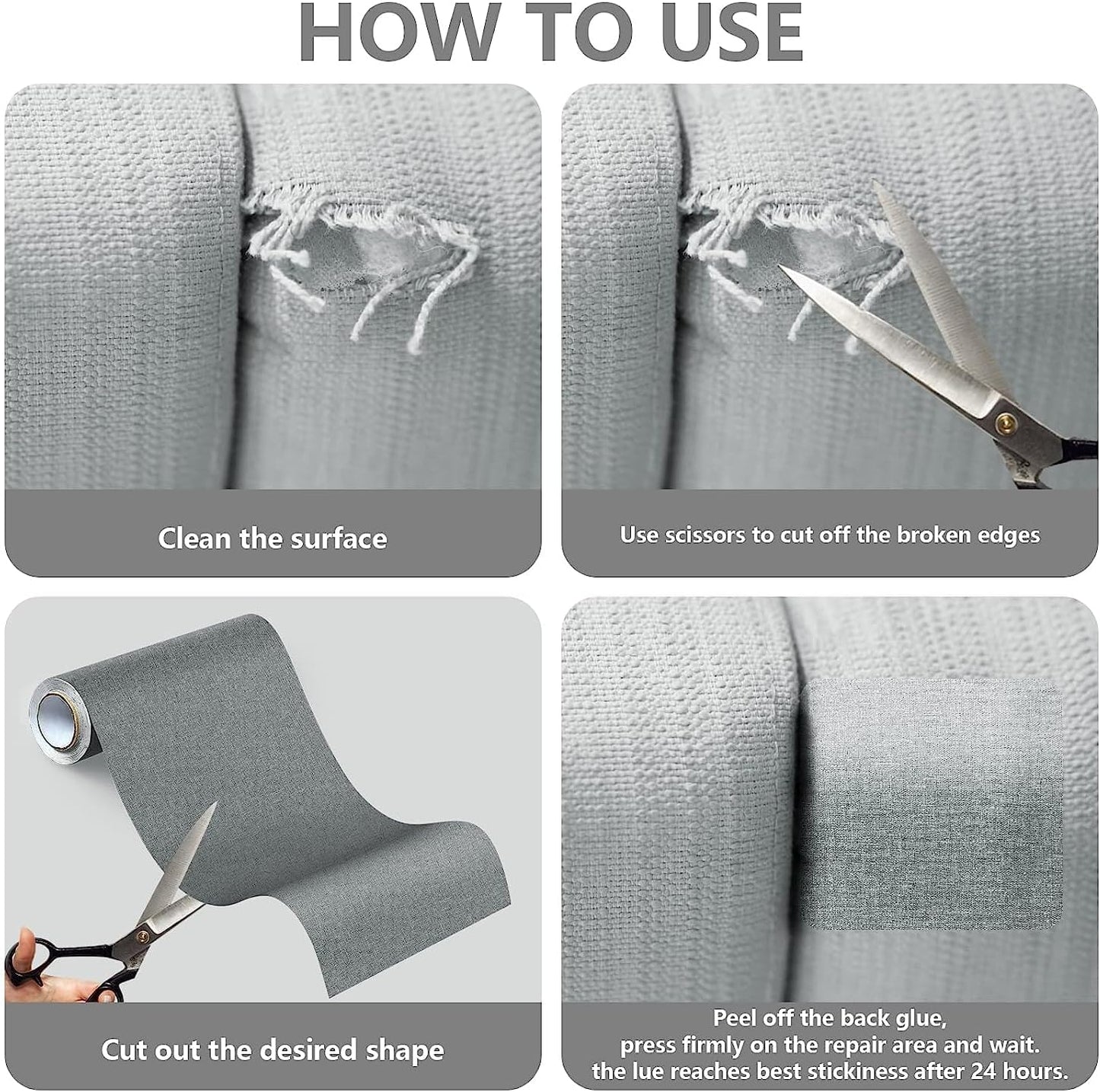 Fabric Repair Patches, Linen Repair Tape Self-Adhesive Fabric Patches Durable, DIY Large Linen Tape