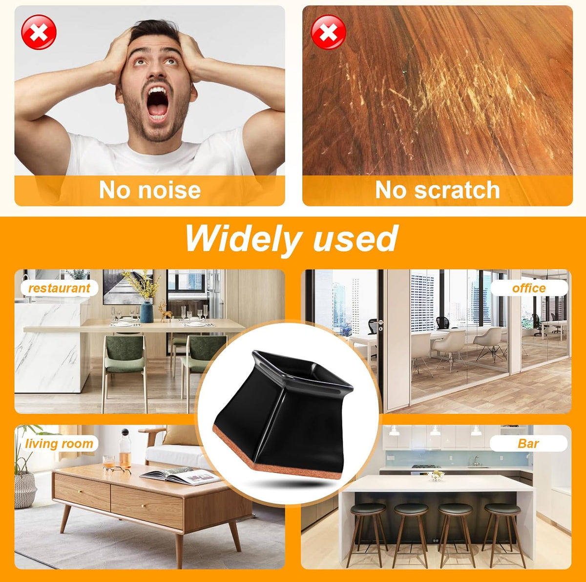 CHUNZEXI 32 Pack Square Chair Leg Floor Protectors for Hardwood Floors, Silicone Felt Covers Pads