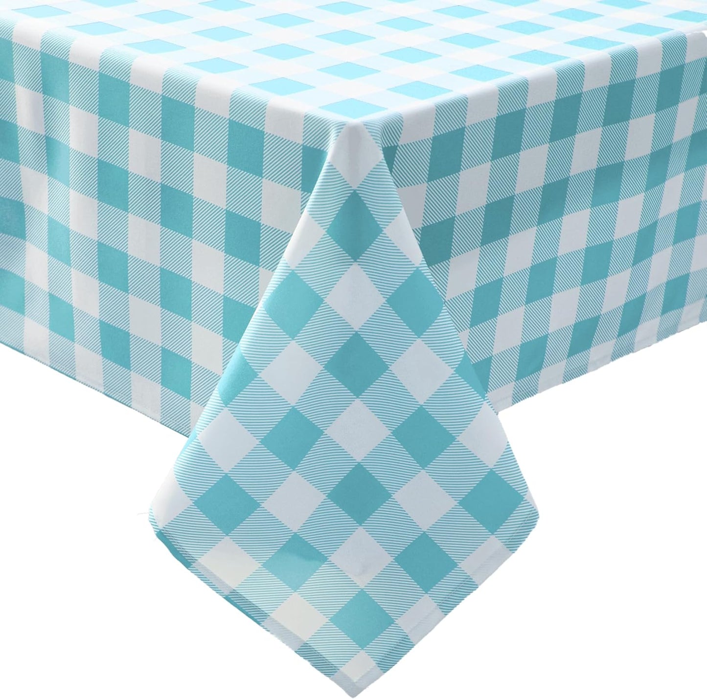 Classic Gingham Plaid Tablecloth Fabric - Rectangular 58x102 Inch Water Resistant Checked Table